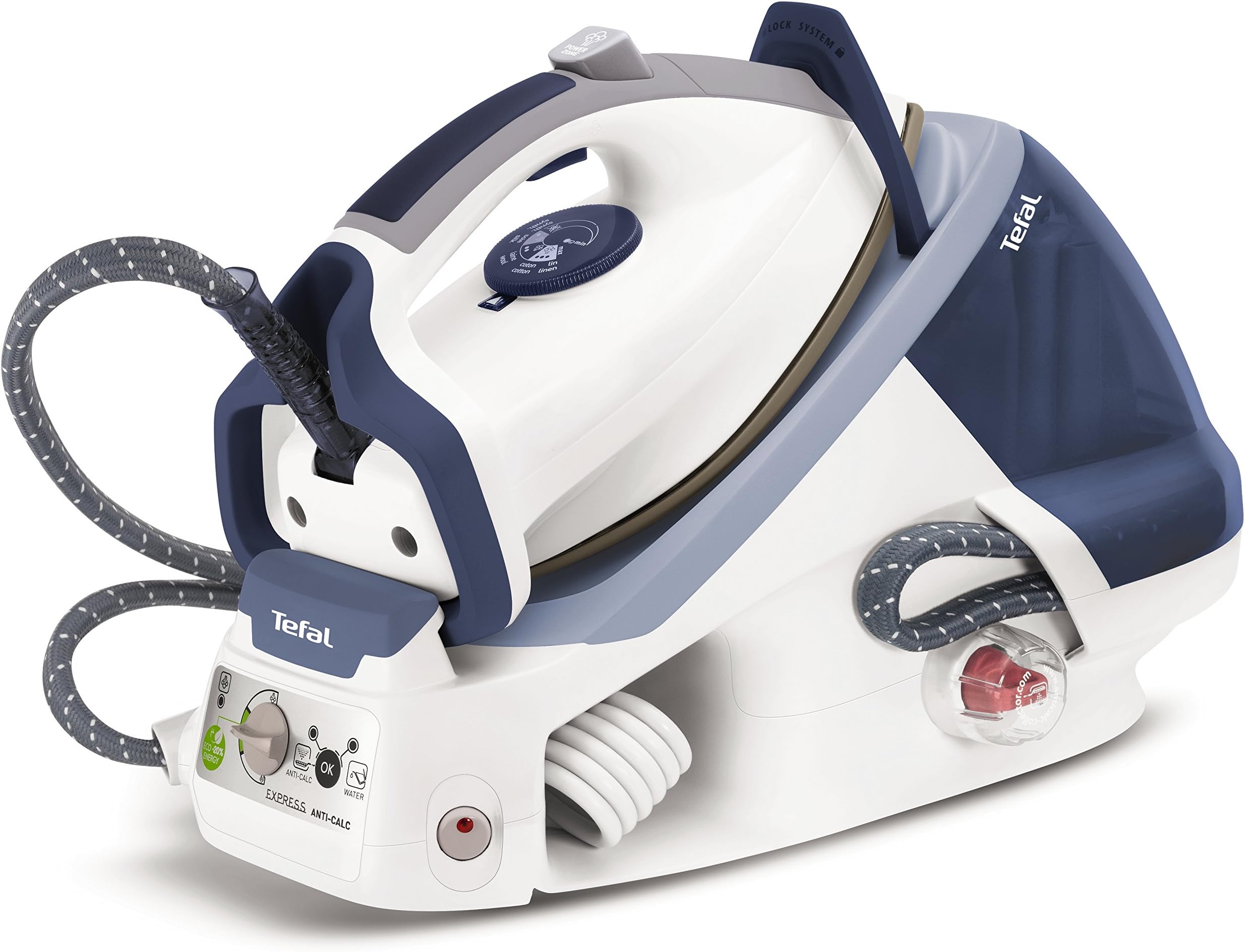 Tefal GV7466 Express Anti-Scale High Pressure Steam Generator, 2200 W, 6.5 Bar, Blue/White