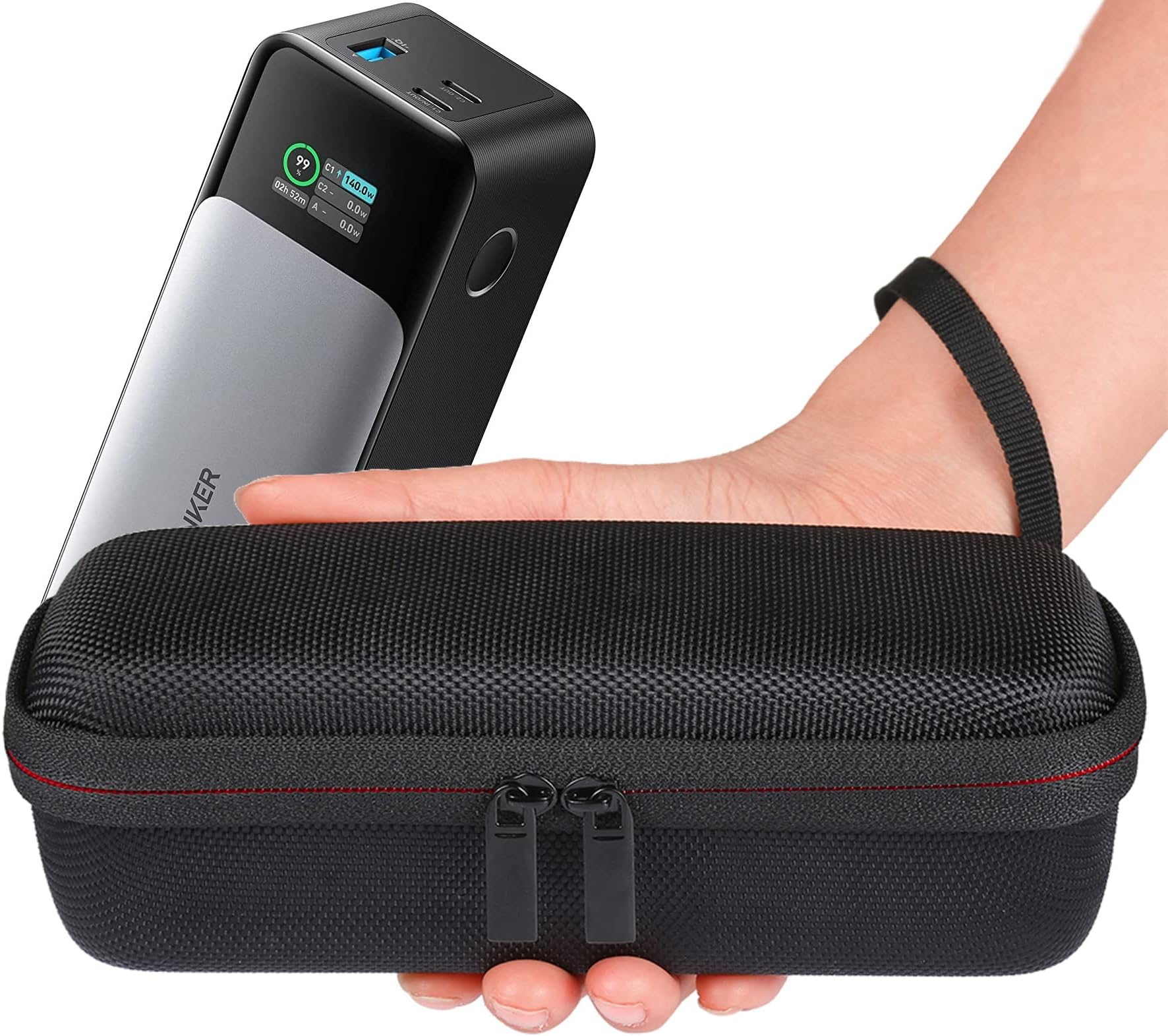 Carry Case for Anker Power Bank 737 (PowerCore 24K), EVA Hard Travel Bag Box Compatible with Anker Prime 27,650mAh Power Bank (250W) & Accessories (Black)
