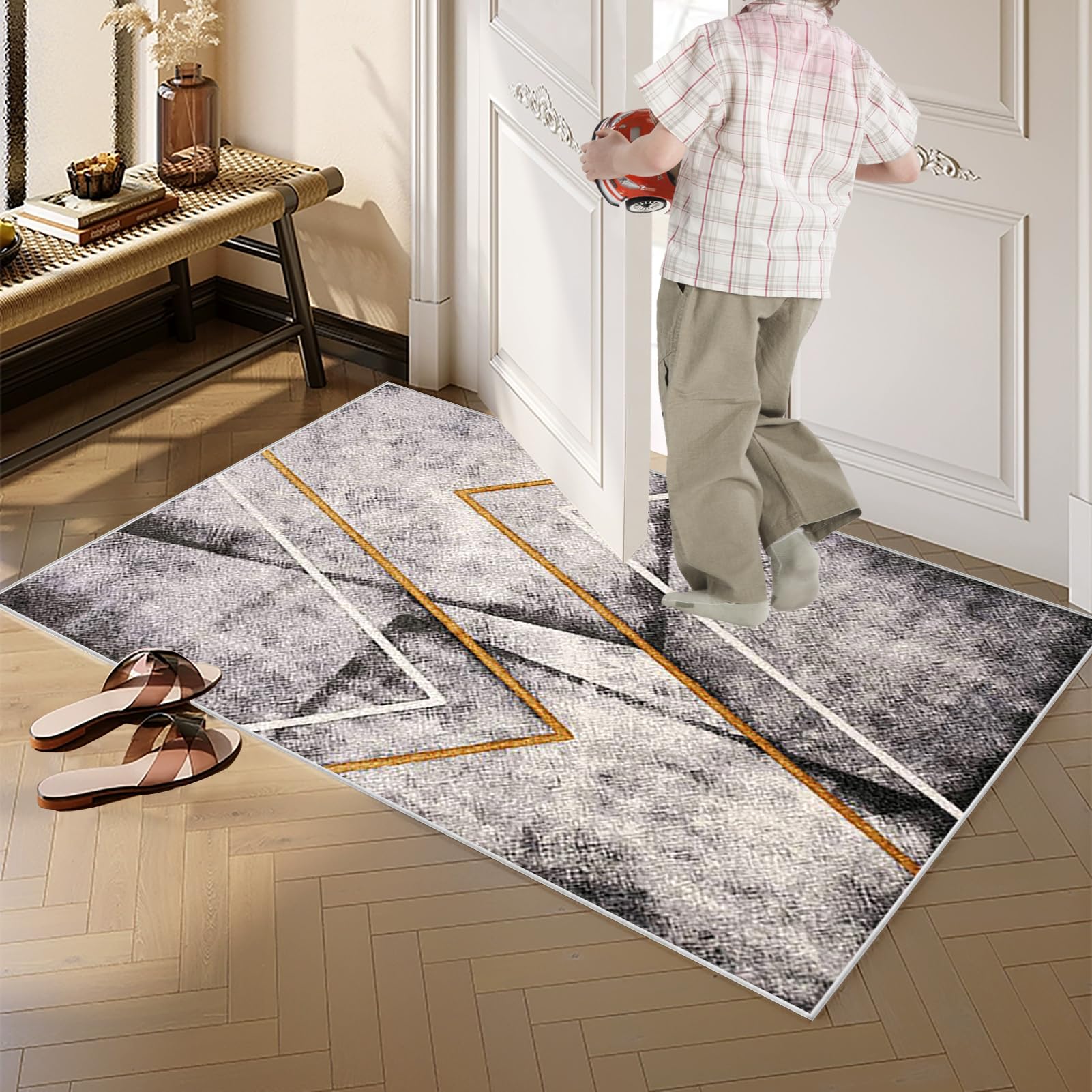 Dywan do długiego korytarza 60 x 200 cm antypoślizgowy chodnik kuchenny Chłonny chodnik wejściowy dywan do przedpokoju, dywanik kuchenny, dywanik do przedpokoju, kuchni, salonu, sypialni