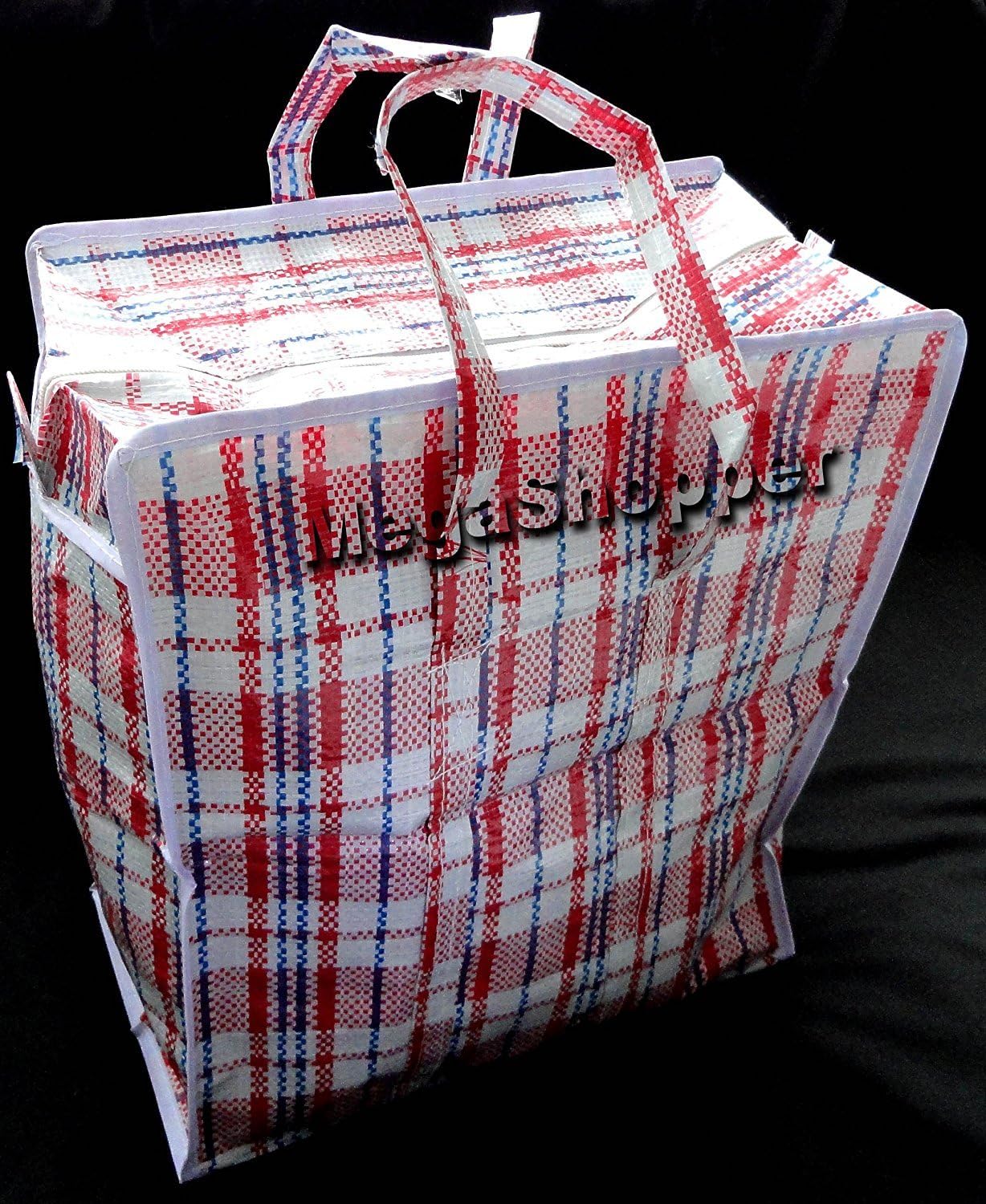 10 x Small Plastic Shopper Shopping Storage Laundry Bags with Zip 34cm x 40cm x 18cm