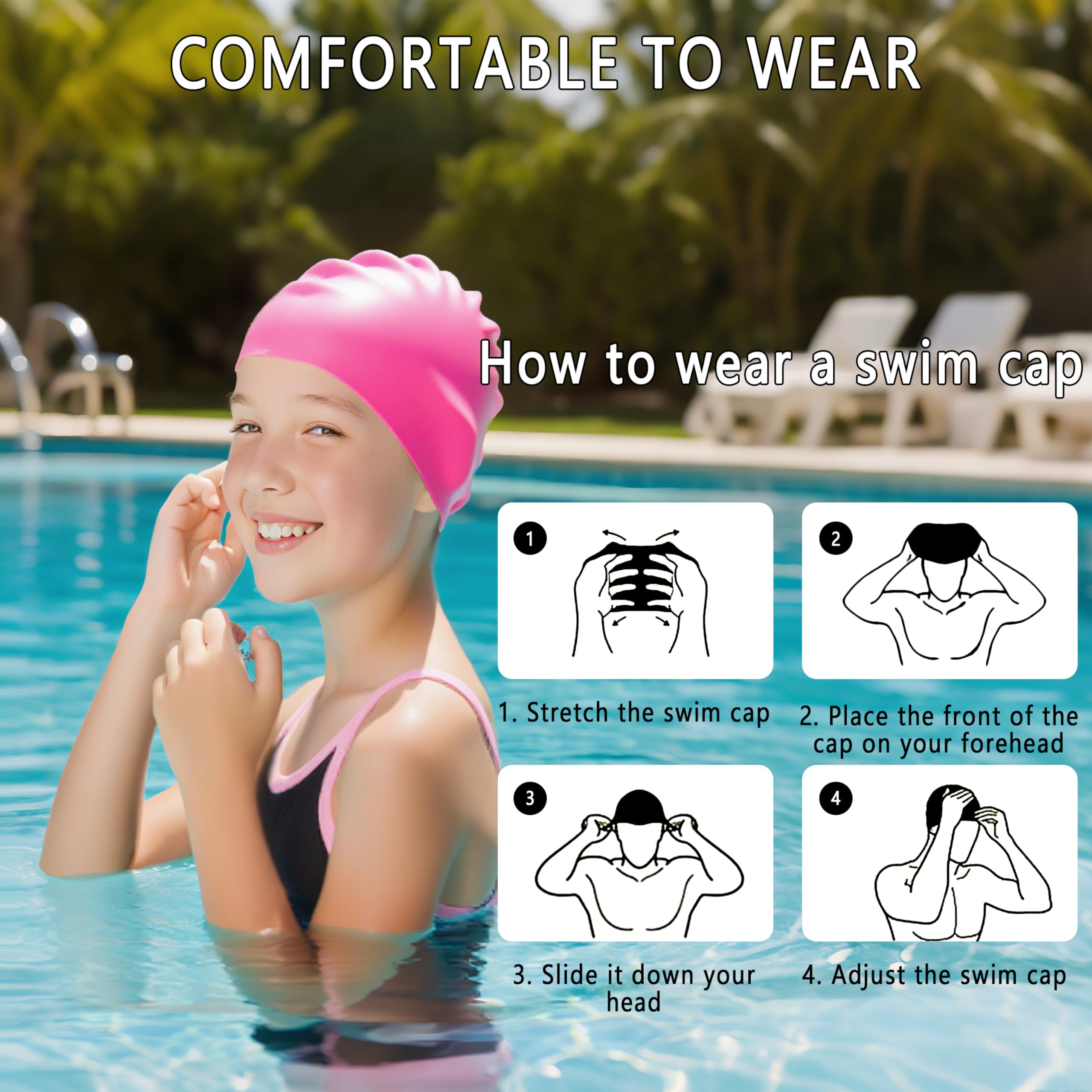 Gorro de Natación Infantil de Silicona para Piscina Niños y Niñas