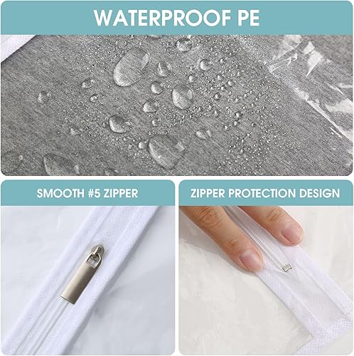 Miniatura 6 de Bolsas de ropa para colgar ropa, 6 bolsas transparentes para ropa, bolsa de plástico a prueba de polvo, protector de abrigo con cremallera para