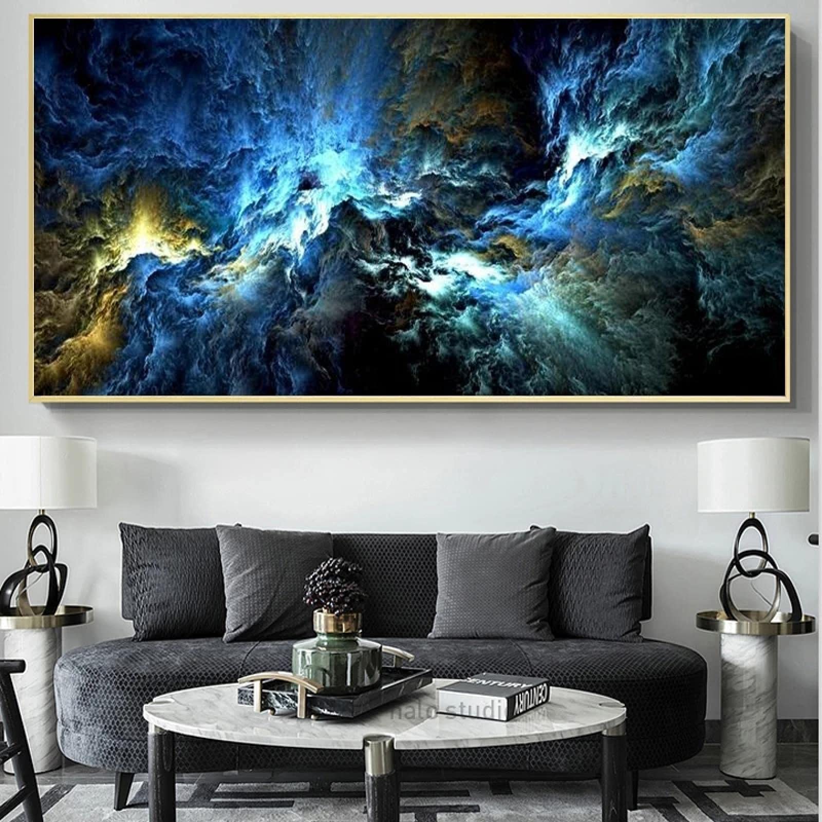 Amazon.co.jp: 大きなサイズの青黒雲抽象絵画風景壁の写真リビング