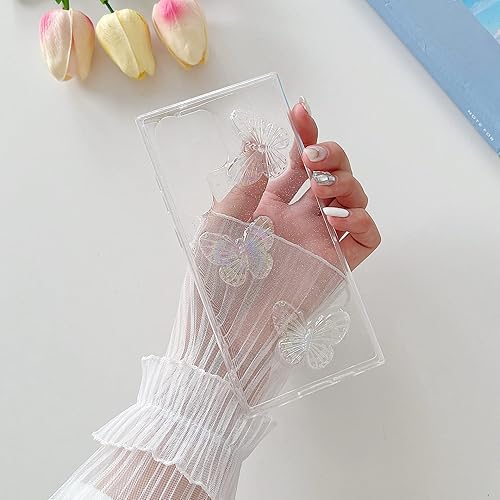 Miniatura 3 de LXXZBC Funda delgada y transparente para Samsung Galaxy S20 Ultra, diseño de mariposa 3D para mujeres y niñas, a la moda, brillante, suave,