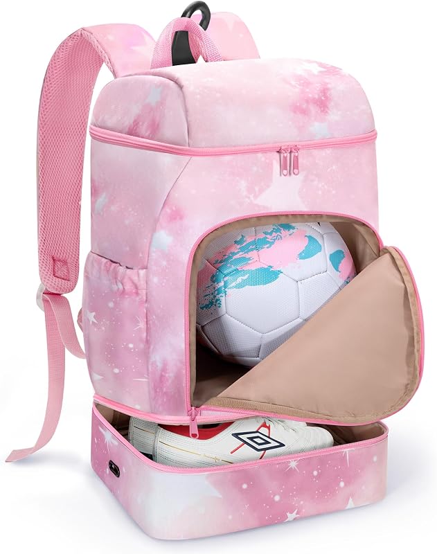 Smasrob Soccer Backpack for Girls, Girls Soccer Bag Football Bag | Separate Ball Pocket and Shoe Compartment, for Soccer, Basketball, Volleyball