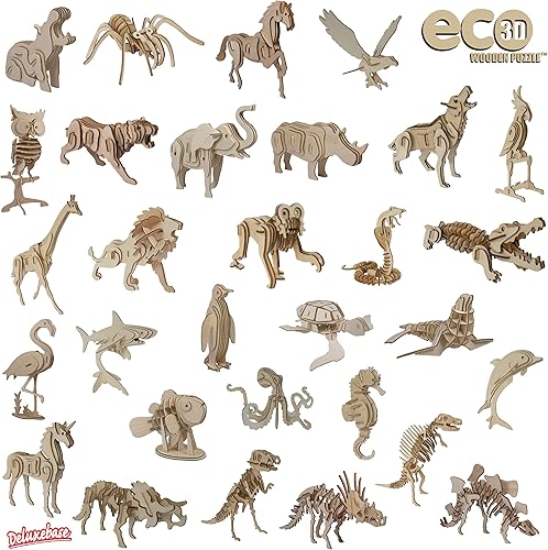 Miniatura 5 de Eco 3D Wooden Puzzle Caimán de Deluxebase. Kit de manualidades de rompecabezas 3D con temática de animales. Juguetes de madera sostenibles para