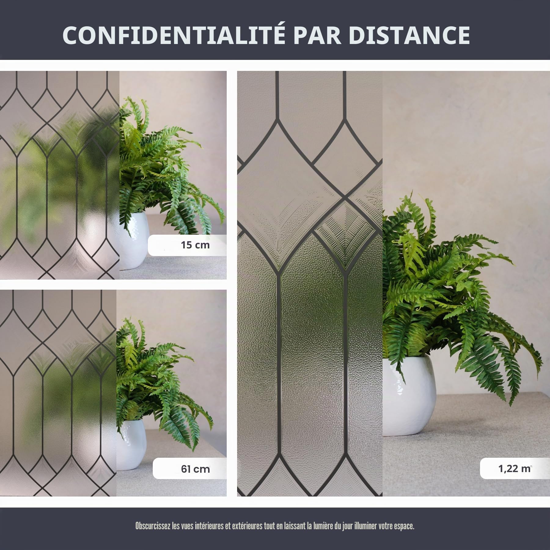 ARTSCAPE Regent | Film de confidentialité pour fenêtre avec Motif en Verre au Plomb texturé | Non adhésif et Protection UV | Facile à appliquer et Amovible | 61 x 91 cm
