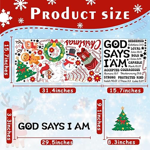Miniatura 4 de Calcomanías de pared de Navidad, divertidas citas de Navidad, calcomanías de pared de pino de Navidad, calcomanías de pared de copos de nieve