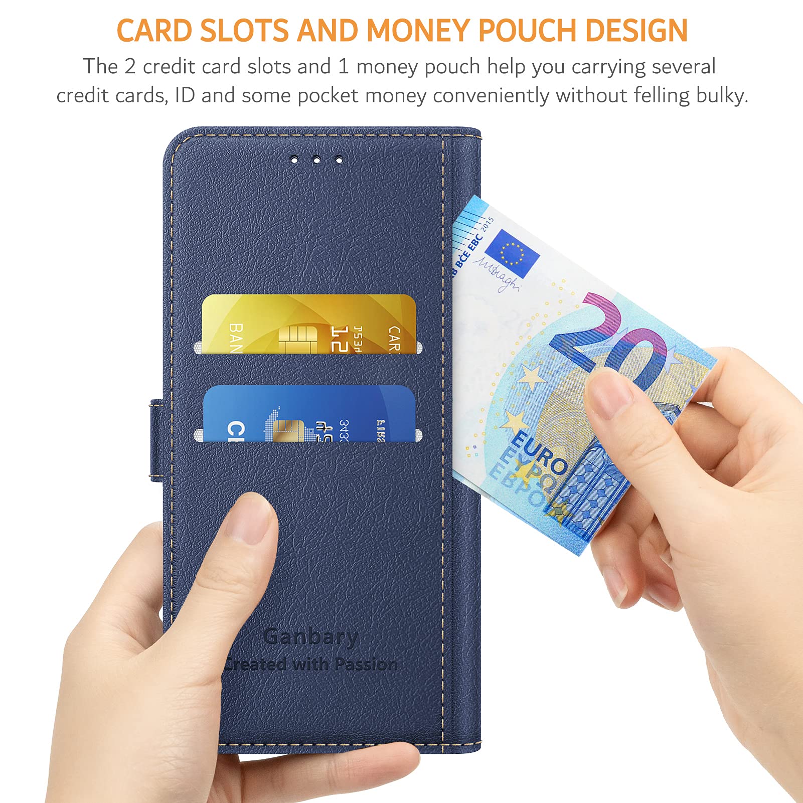 Ganbary Cover Compatibile con Samsung Galaxy A12 / M12, 360 Protettiva Caso in PU Pelle Premium Portafoglio Custodia per Samsung Galaxy A12 / M12, [Kickstand] [Slot per Schede]-Blu