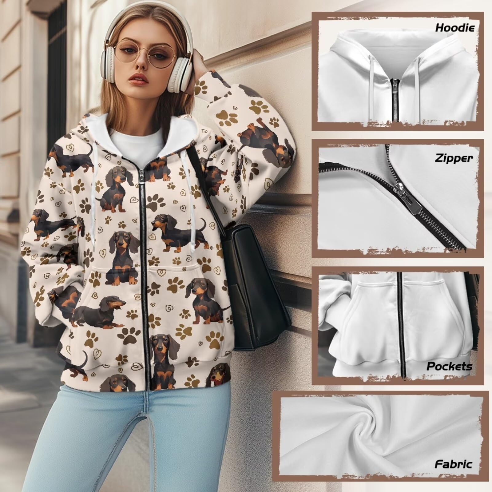 Biyejit Sudadera con capucha y bolsillo con cremallera, chaquetas holgadas de manga larga para invierno y otoño, tallas XS-4XL