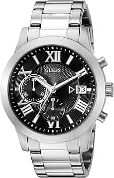 時計 GUESS U0638L Amazon.com: GUESS Stainless Steel + Black Chronograph
