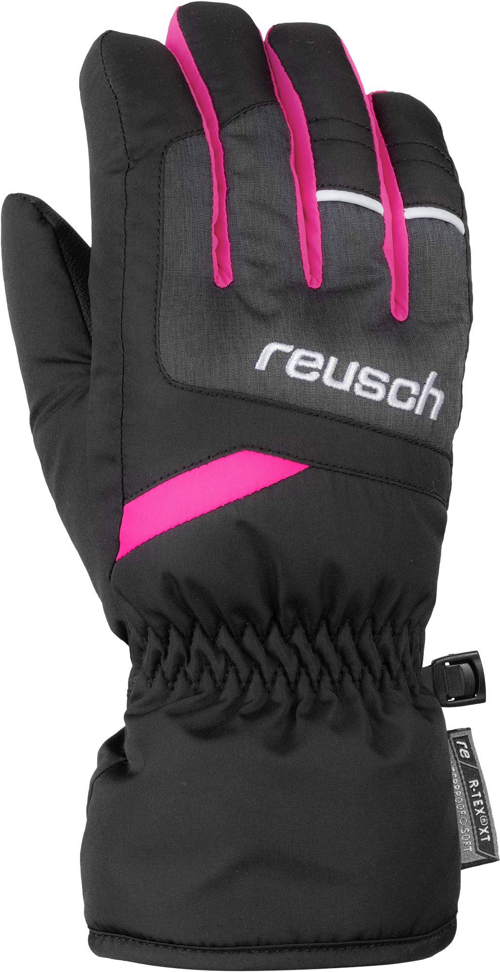 Reusch Children's Bennet R-Tex Xt Gloves, Black/Black Melange/Pink Glo, 5