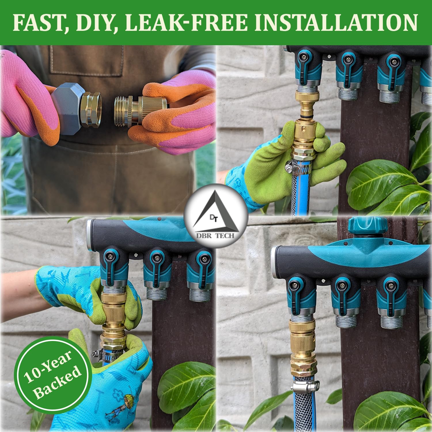 Accesorios de conexión rápida para manguera de agua de alta resistencia (latón de alta calidad para una durabilidad superior), conector de manguera de liberación rápida, apto para mangueras de