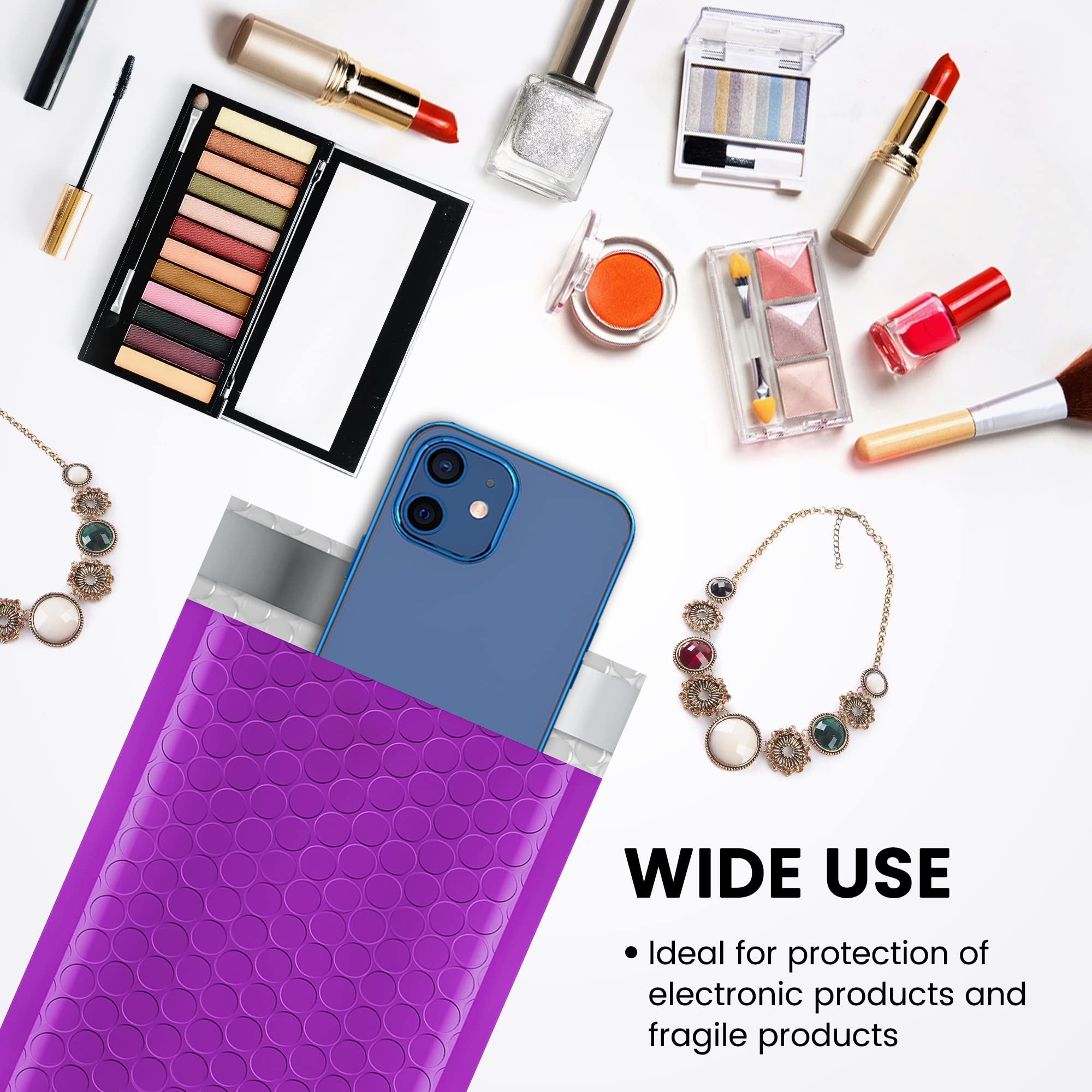 Fuxury 4x8 Inch Bubble Mailers 200 Pack - Purple Padded Shipping Envelopes For Small Business