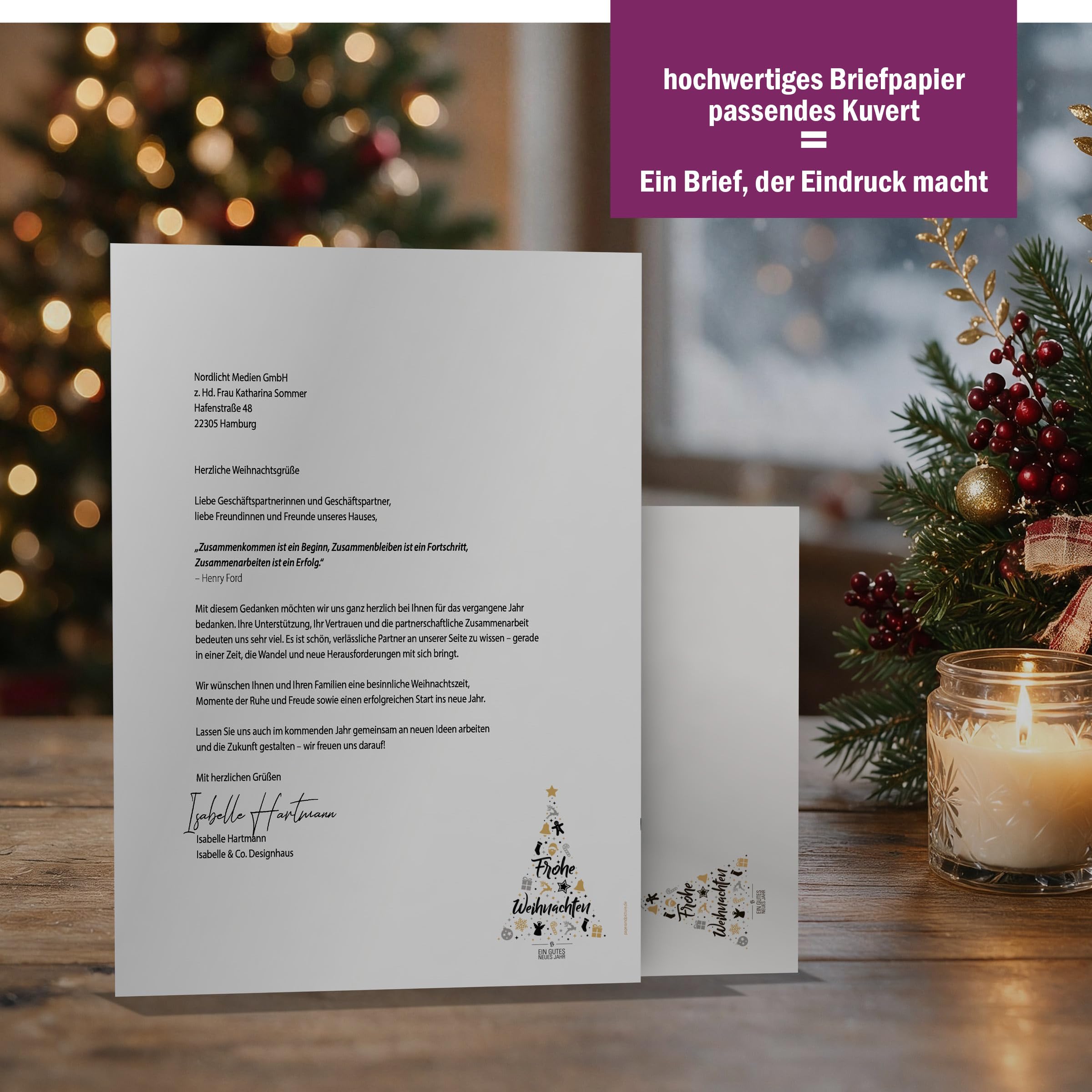 Weihnachtsbriefpapier | Weihnachts-Wunschbaum | Briefpapier | Kuverts | Weihnachtspapier | edel | modern (100 Blatt 100 Kuv.)