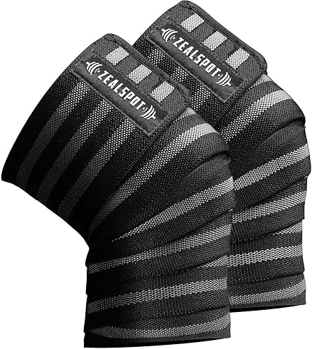 Rodilleras Zealspot (par) de compresión y soporte elástico para entrenamiento cruzado, WOD, gimnasio, entrenamiento, levantamiento de pesas, fitness