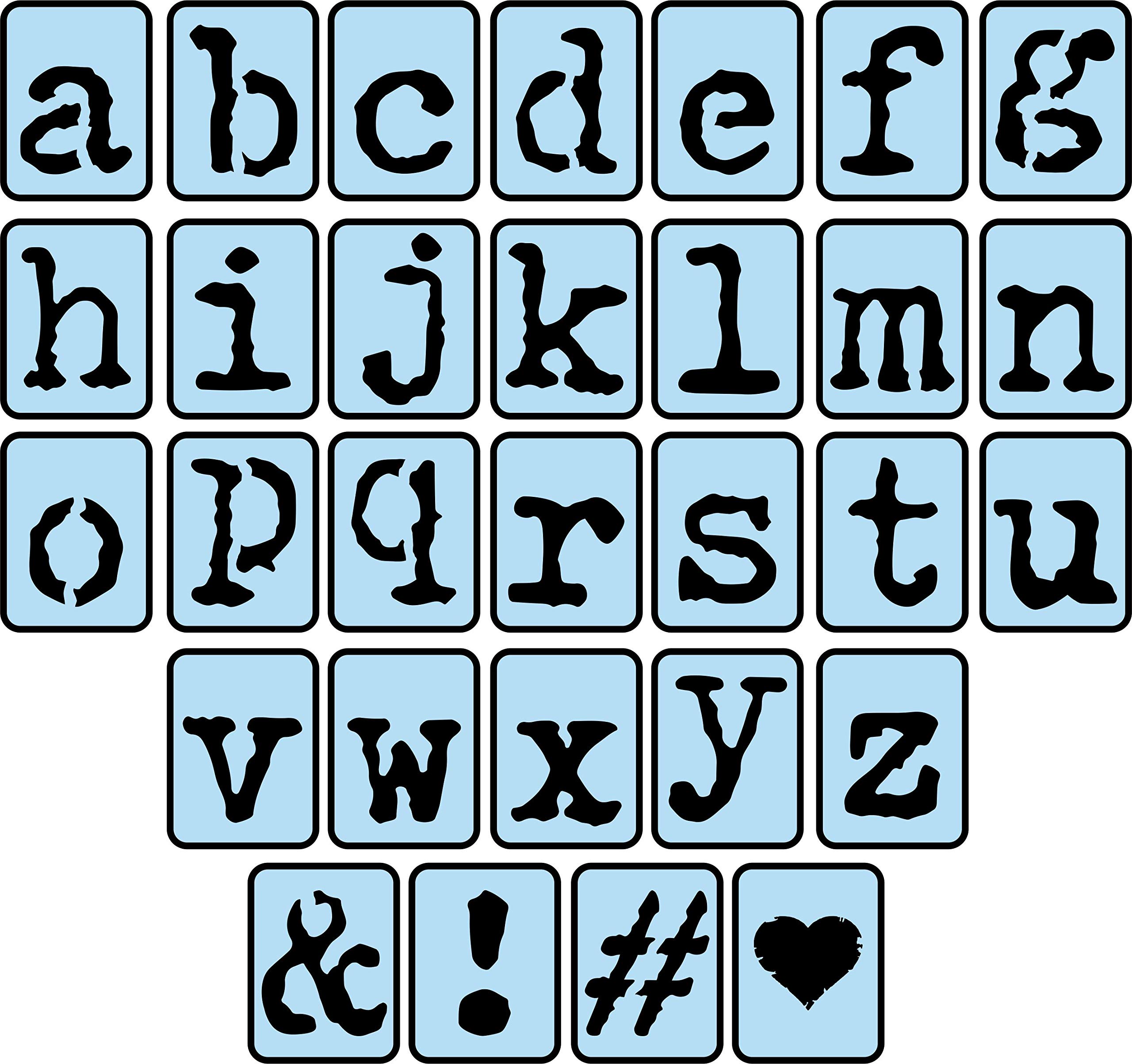 Schreibmaschinen-Schablonen-Set, 7,6 cm, wiederverwendbar, Kunststoff, komplettes Alphabet