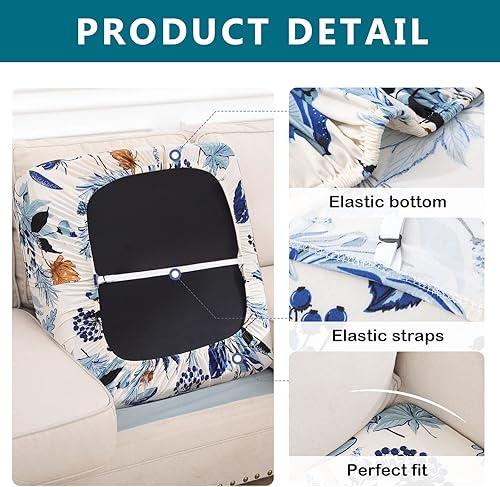 Miniatura 4 de hyha Fundas de cojín para sofá al aire libre, fundas de sofá con estampado floral, lavables para muebles de patio, exteriores, funda de repuesto