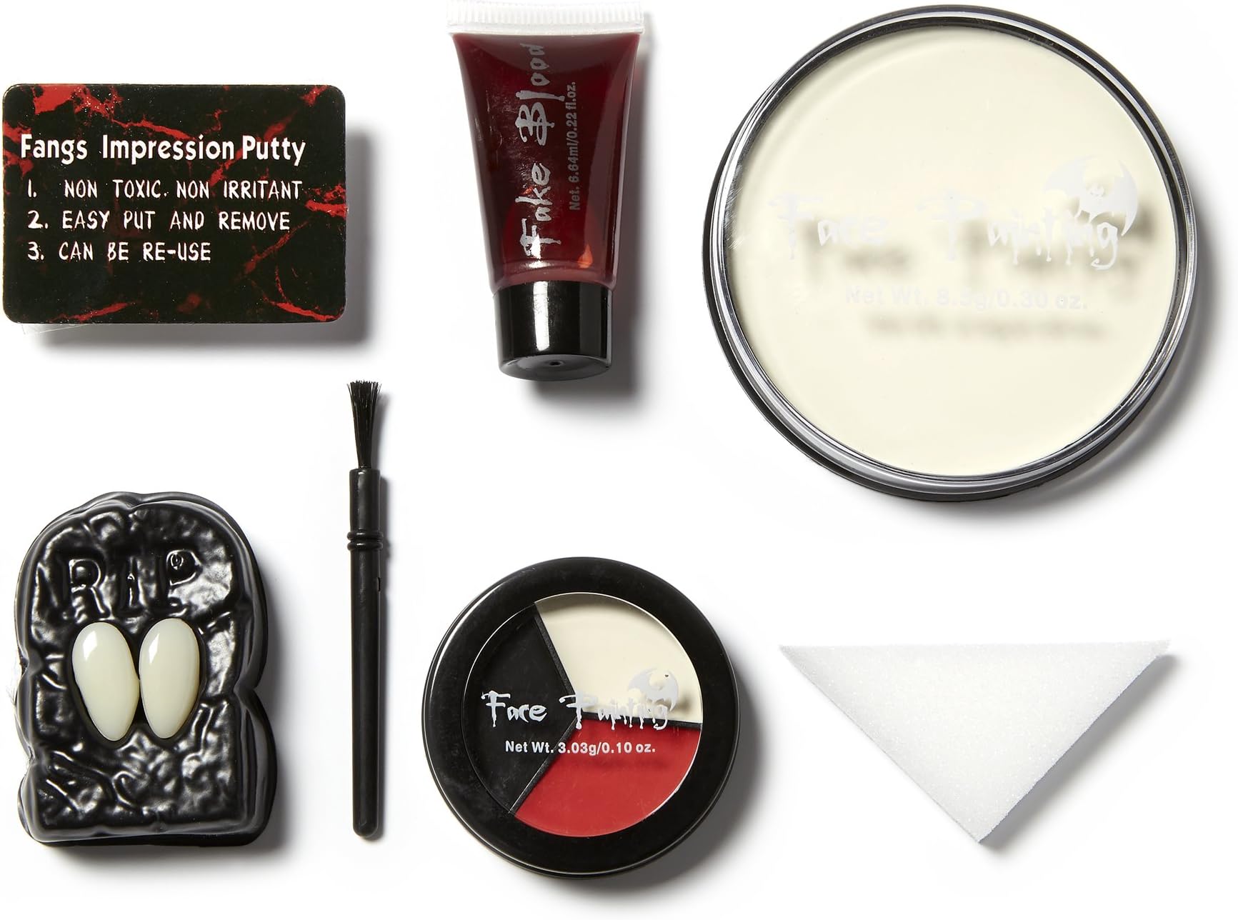 HEITMANN DECO theatre vampire make-up set - Dracula Halloween make up set with blood and vampire teeth.