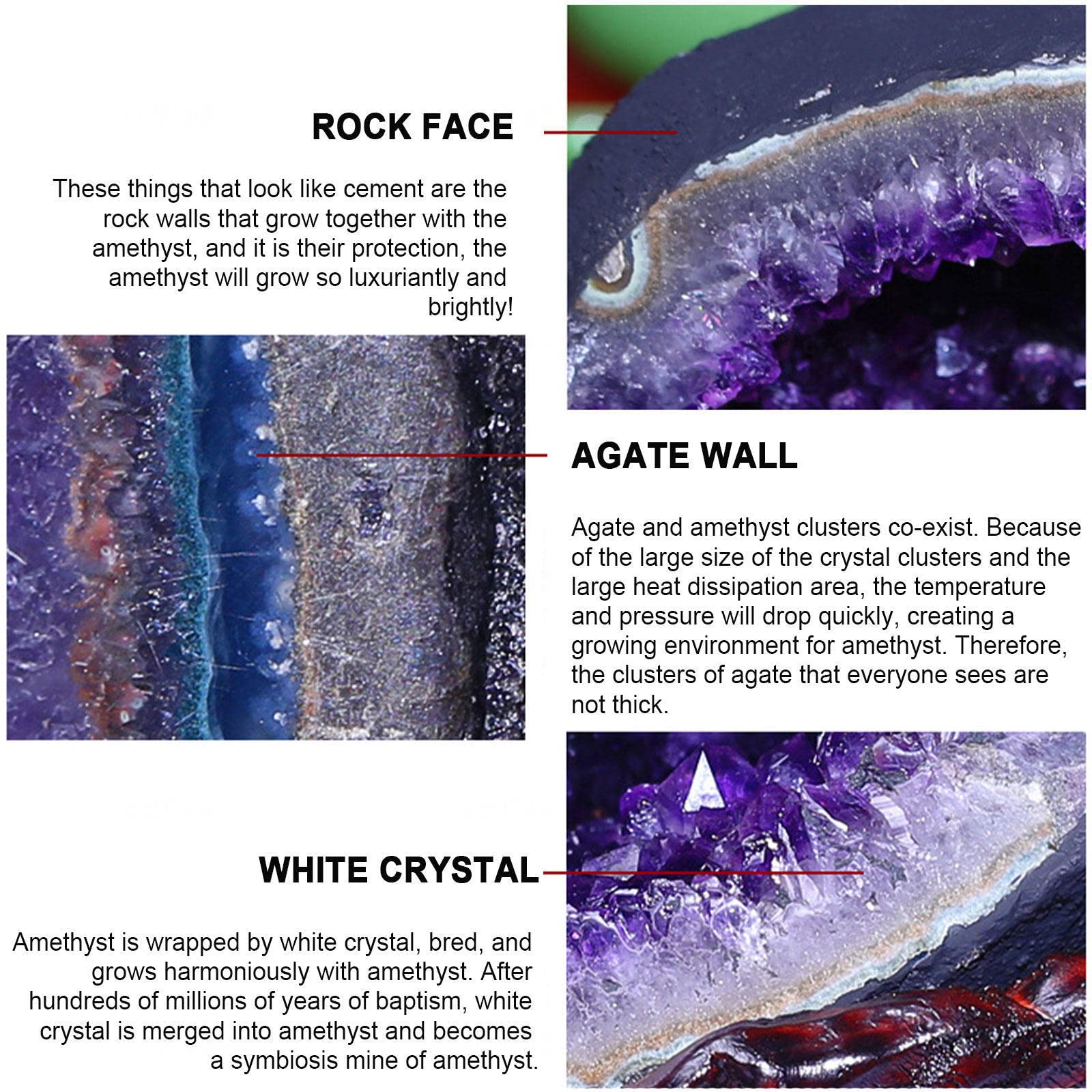 Cristal de roca amatista - Racimos de amatista natural en bruto de geoda de cuarzo de Uruguay - Cueva de geoda de amatista Natural piedras de cristal curativas para decoración del hogar,3.3lbs