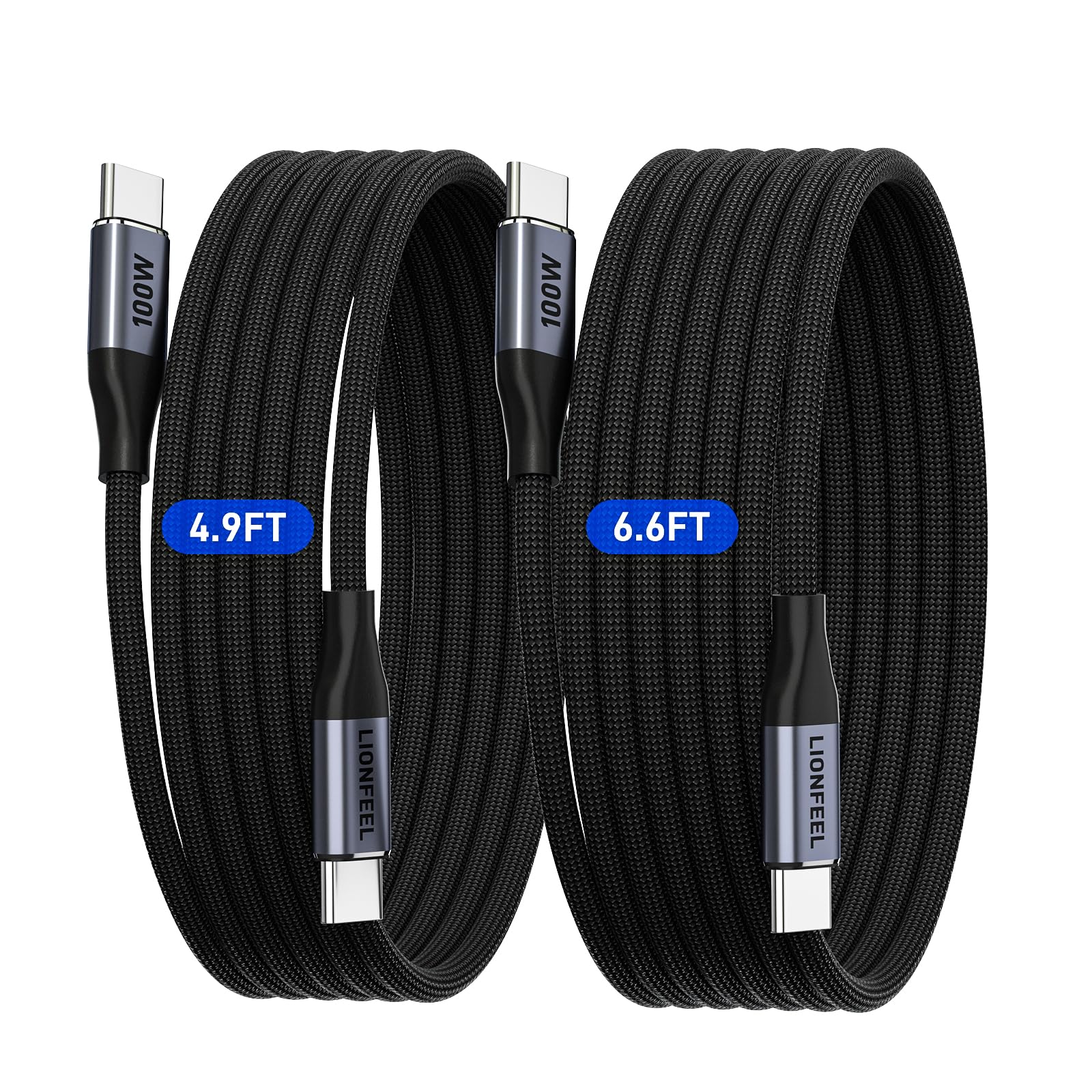 100 W USB-C-auf-USB-C-Kabel, 2 Stück, 1,2 m, geflochtenes Nylon-Schnellladekabel, Typ-C-Ladekabel für iPhone 17/16/15, Galaxy, MacBook, iPad