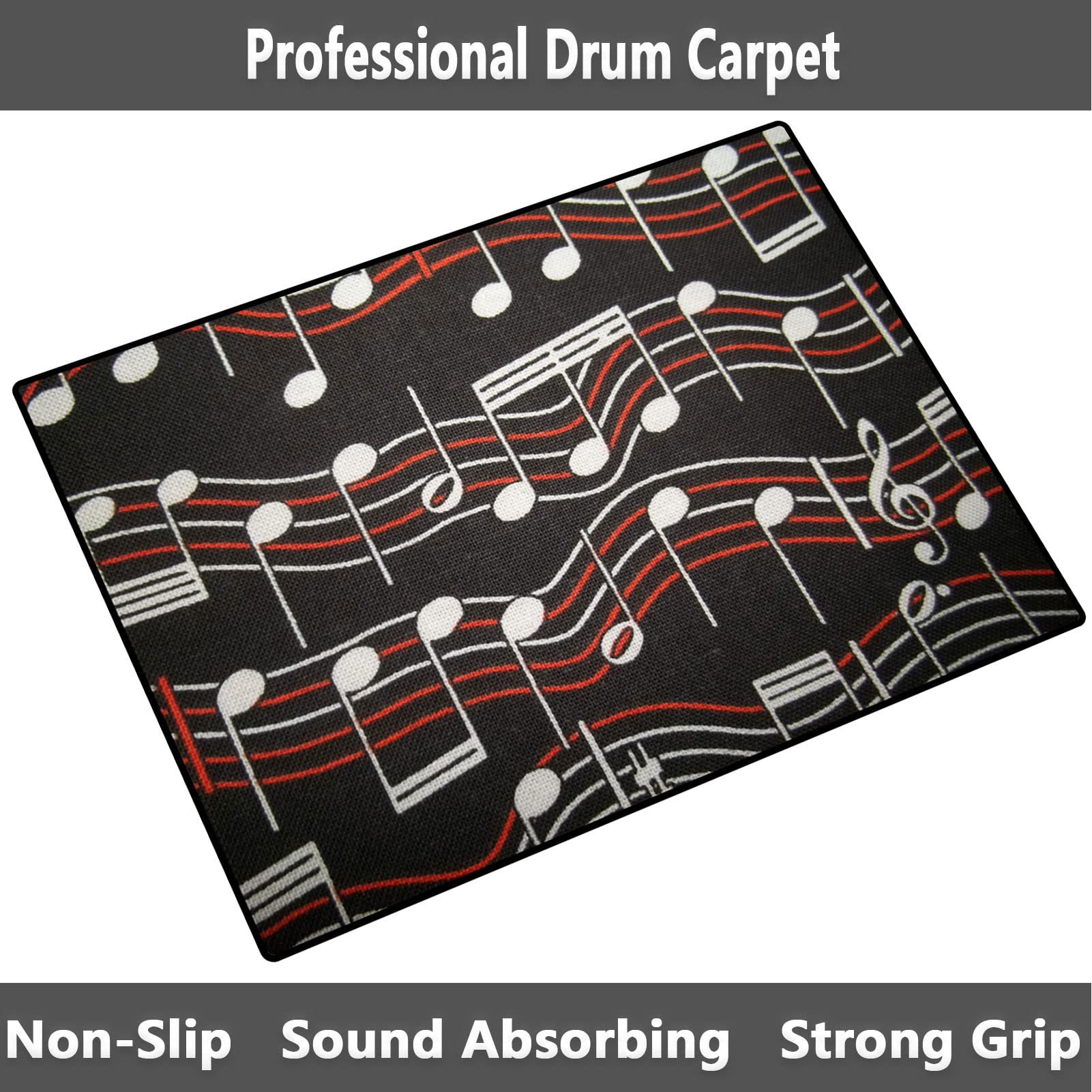 EYZO Tappeto per Batteria Insonorizzato - Tappetino Antiscivolo per Batterie Acustiche ed Elettroniche, Rullante, Snare Drum, Grancassa - 160CM x 140CM