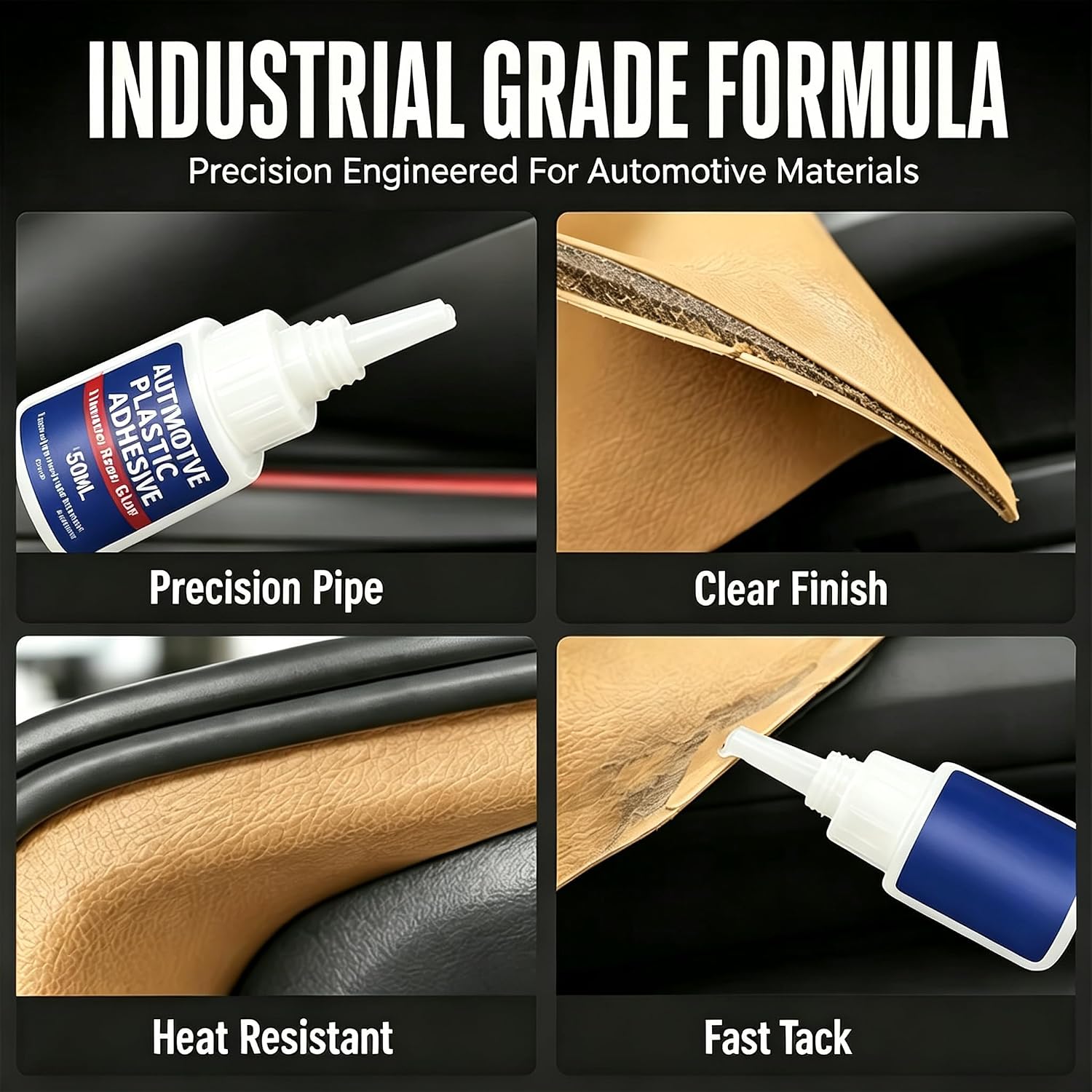 Universal Car Roof Liner Glue, Heavy‑Duty Headliner Adhesive, High Bond Heat & Water Resistant Flexible Upholstery Glue, for Sagging Ceiling Fabric, Leather & Interior Trim，50ml *3