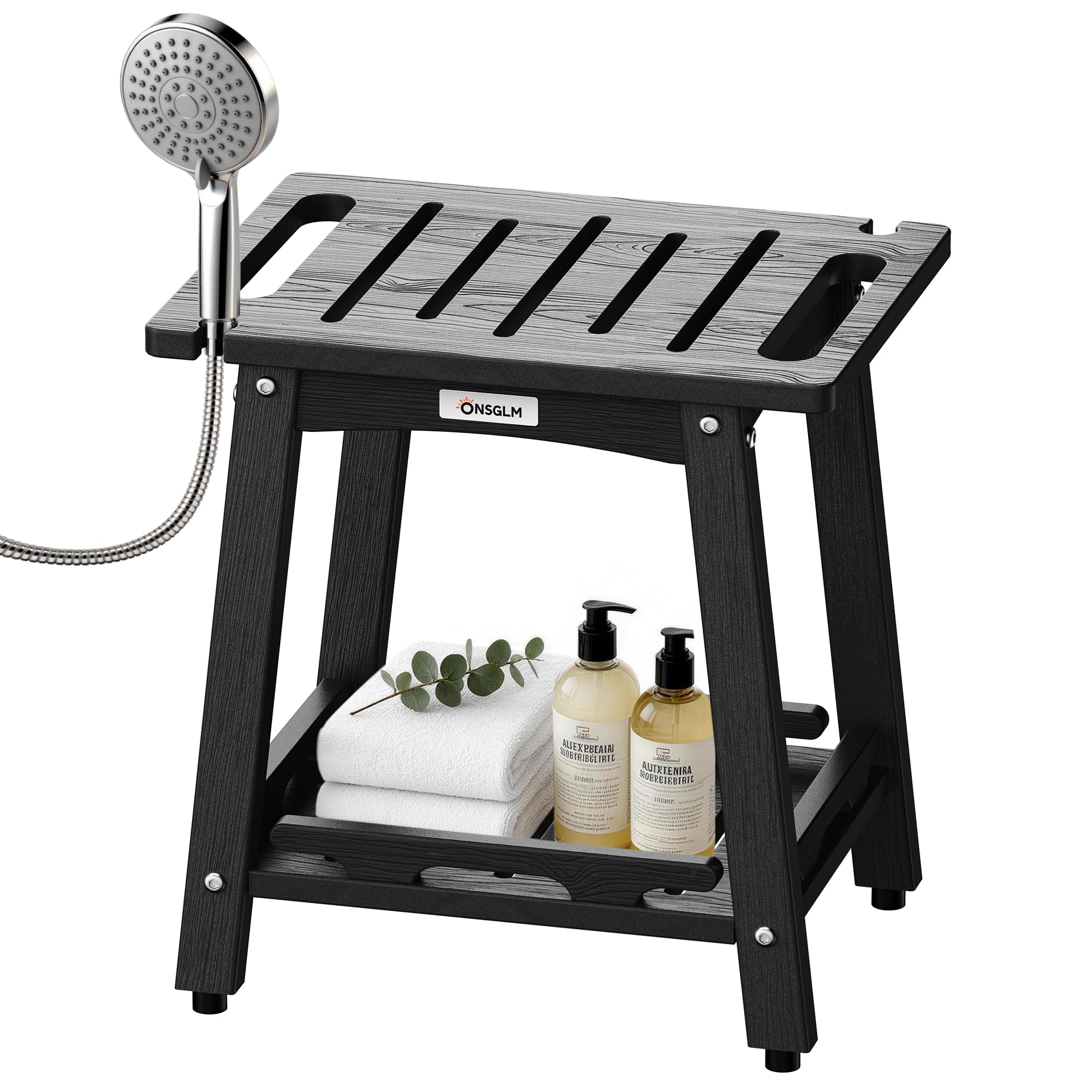 Banc de douche imperméable avec assise confortable pour intérieur