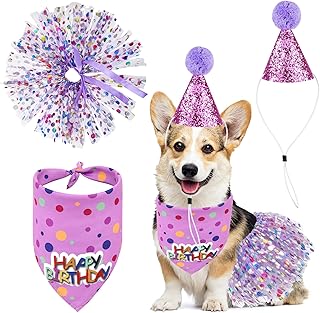 Hunde Geburtstag Hut Bandana Set, Hundebekleidung Zubehör Hund Geburtstag Bandana Mütze Haustier Alles Gute Zum Geburtstag Liefert Hunde Geburtstag Hut Bandana Set Für Kleine Mittlere Große Hunde product image