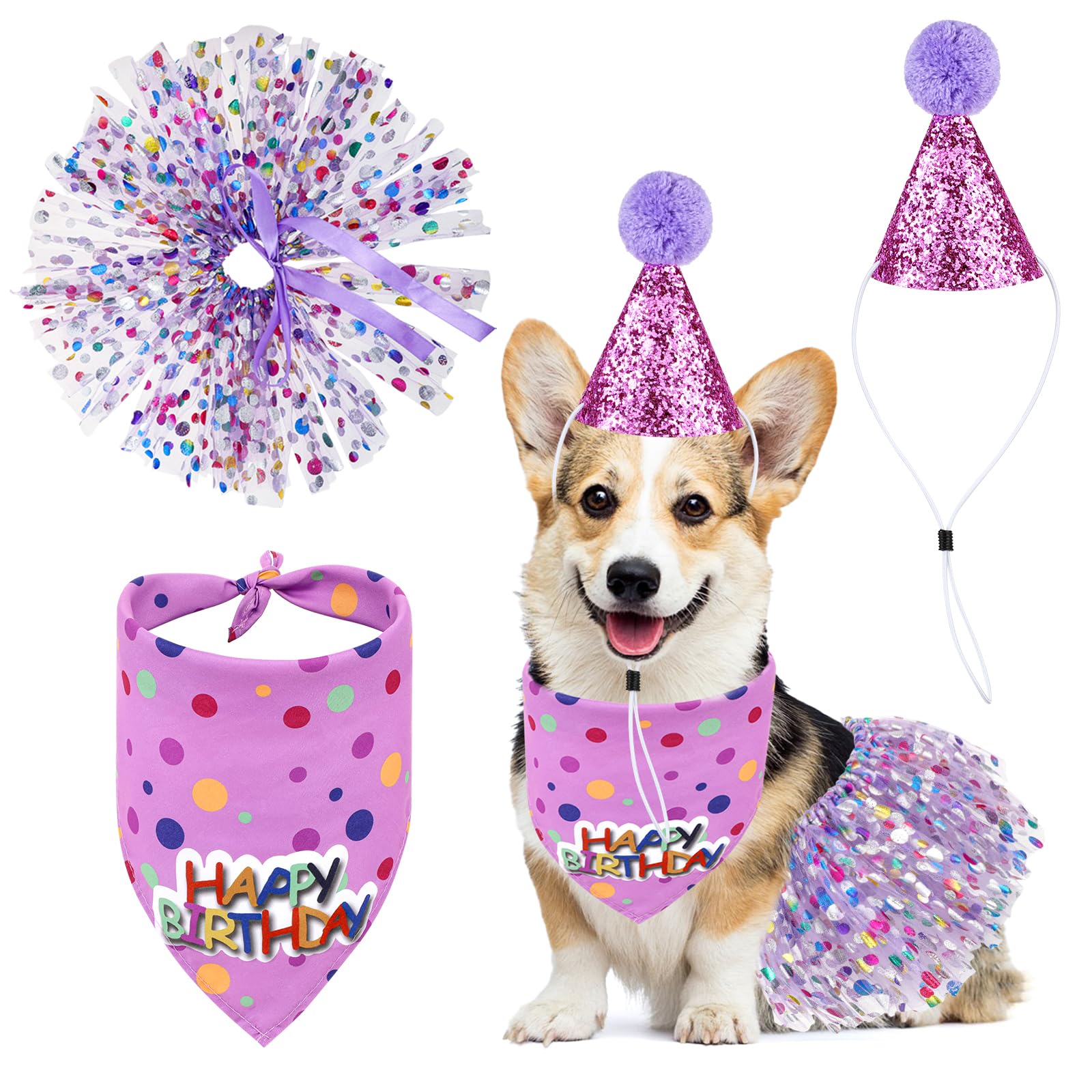 Hunde-Geburtstags-Outfit: Halstuch & Hut Mit Zahlen Für Partys Bis 50,8 Cm Halsumfang