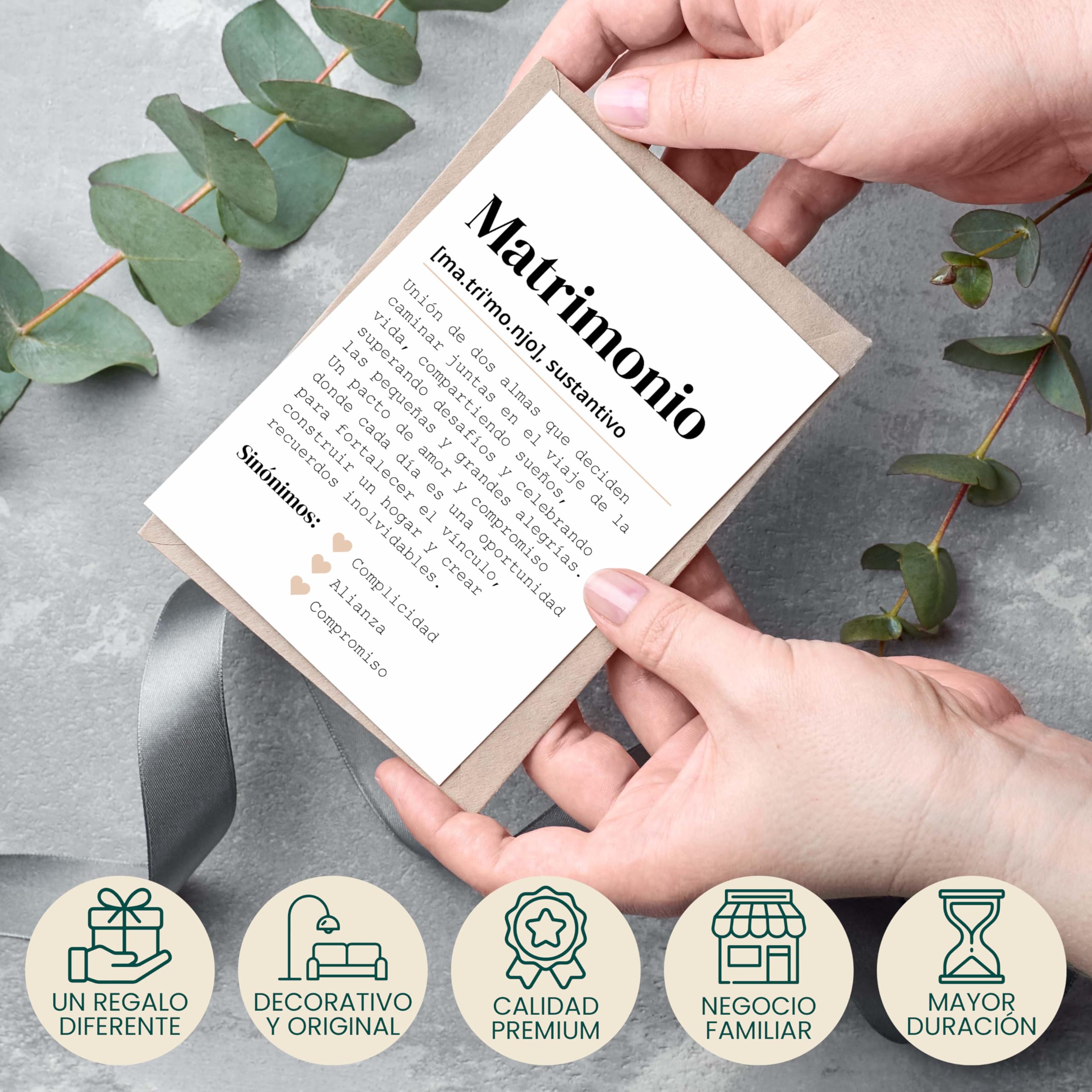 CONTRAXT Tarjeta felicitacion boda. Detalles tarjeta postal regalos de boda o matrimonio para los novios recien casados con sobre