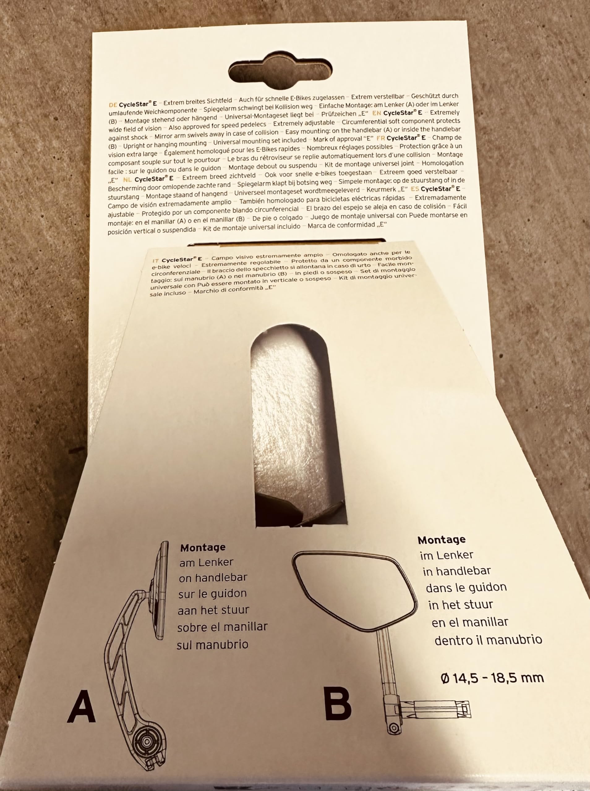 Cycle Star E Fahrrad Spiegel, Links, Kunststoff, 22,2 mm Lenker