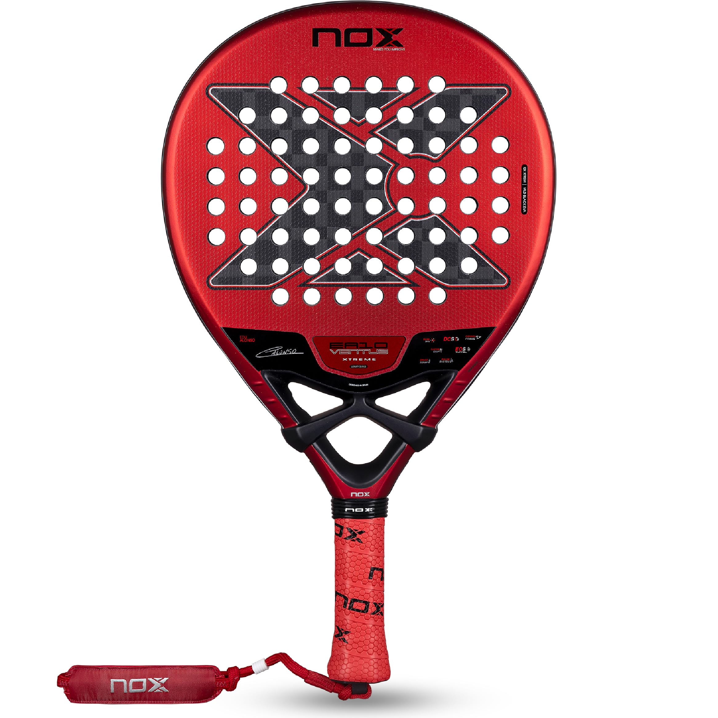 NOX Padel Racket EA10 Ventus Hybrid 12K Xtrem 2026 | Edu Alonso Pala Padel | Teardrop Shape | 12K Xtrem Carbon Fiber Face with MLD Black Eva Core | EOS Tunnel Agility, Custom Grip, Dual Spin Surface