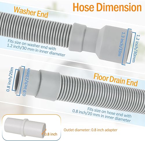 Miniatura 2 de MyLifeUNIT Manguera de drenaje para lavadora, kit de extensión de manguera de drenaje para lavadora con 1 adaptador de extensión y 2 abrazaderas de