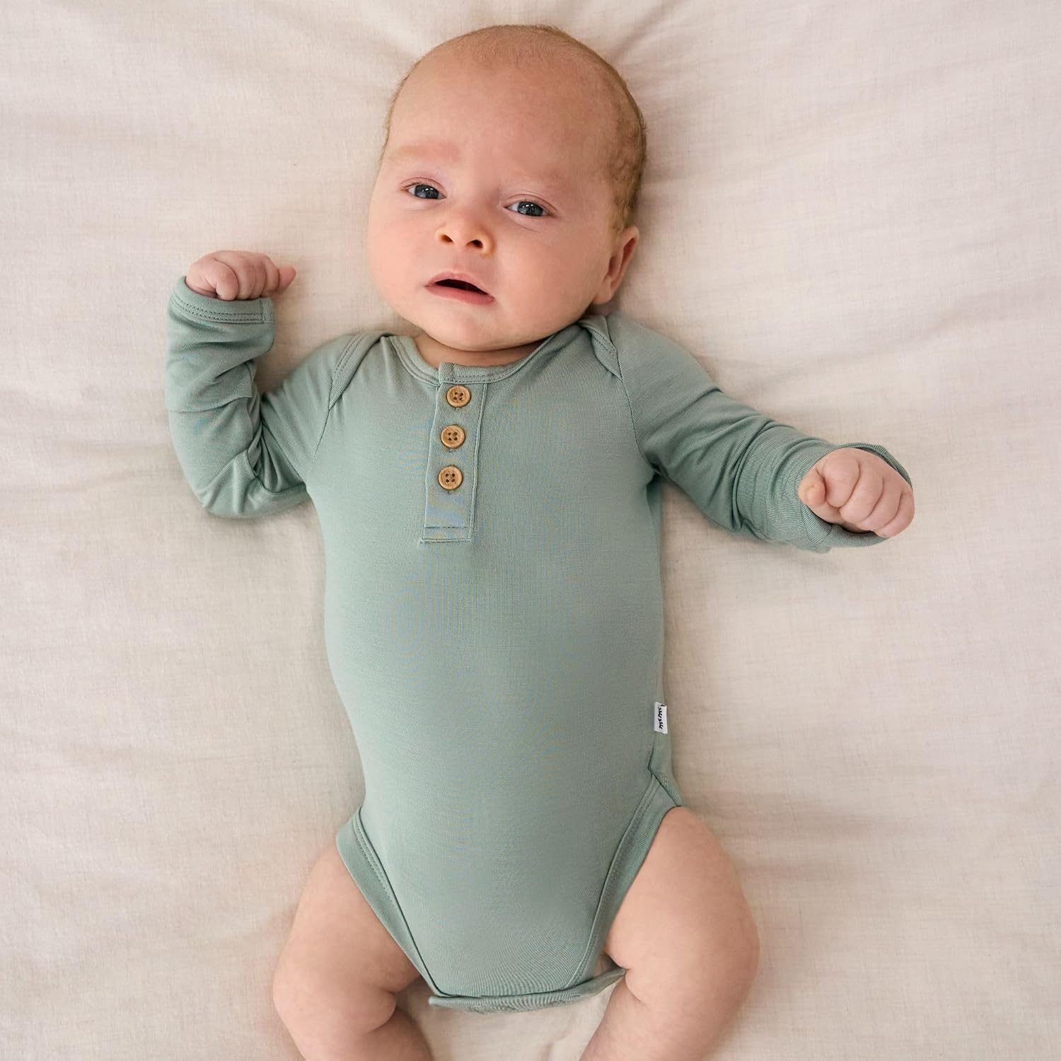 Little Sleepies Henley Bodysuit, Soft Viscose from Bamboo Long Sleeve Bodysuit for Baby Boys & Girls, Baby Clothes