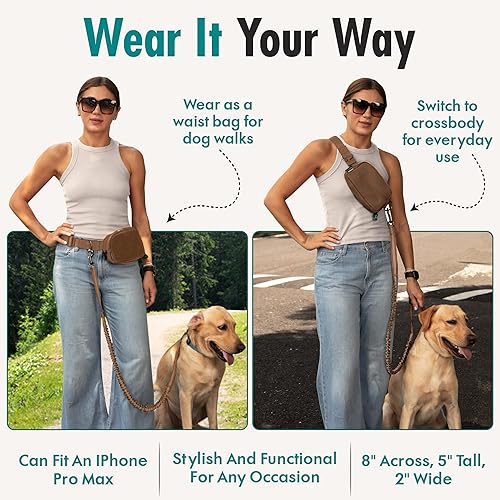 Miniatura 4 de Correa de perro manos libres con bolsa de golosinas para perros, correa de cintura elegante y moderna para pasear al perro, para llevar alrededor de