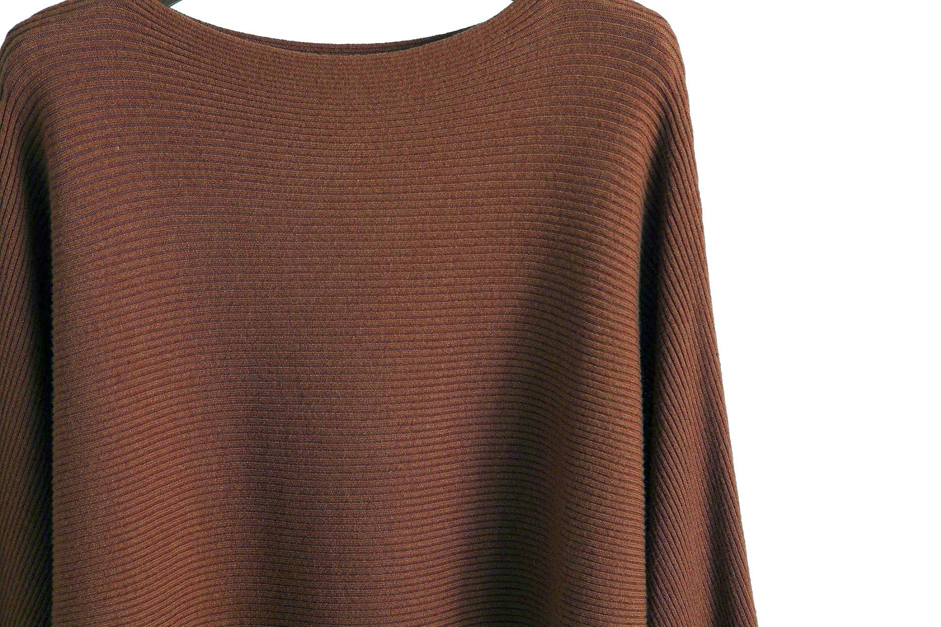 Cegerne Damen Pullover Fledermausärmel Oberteil Elegant Oversize Pulli Langarm Sweatshirt Strickpullover Batwing Knitted Sweater, Karamell
