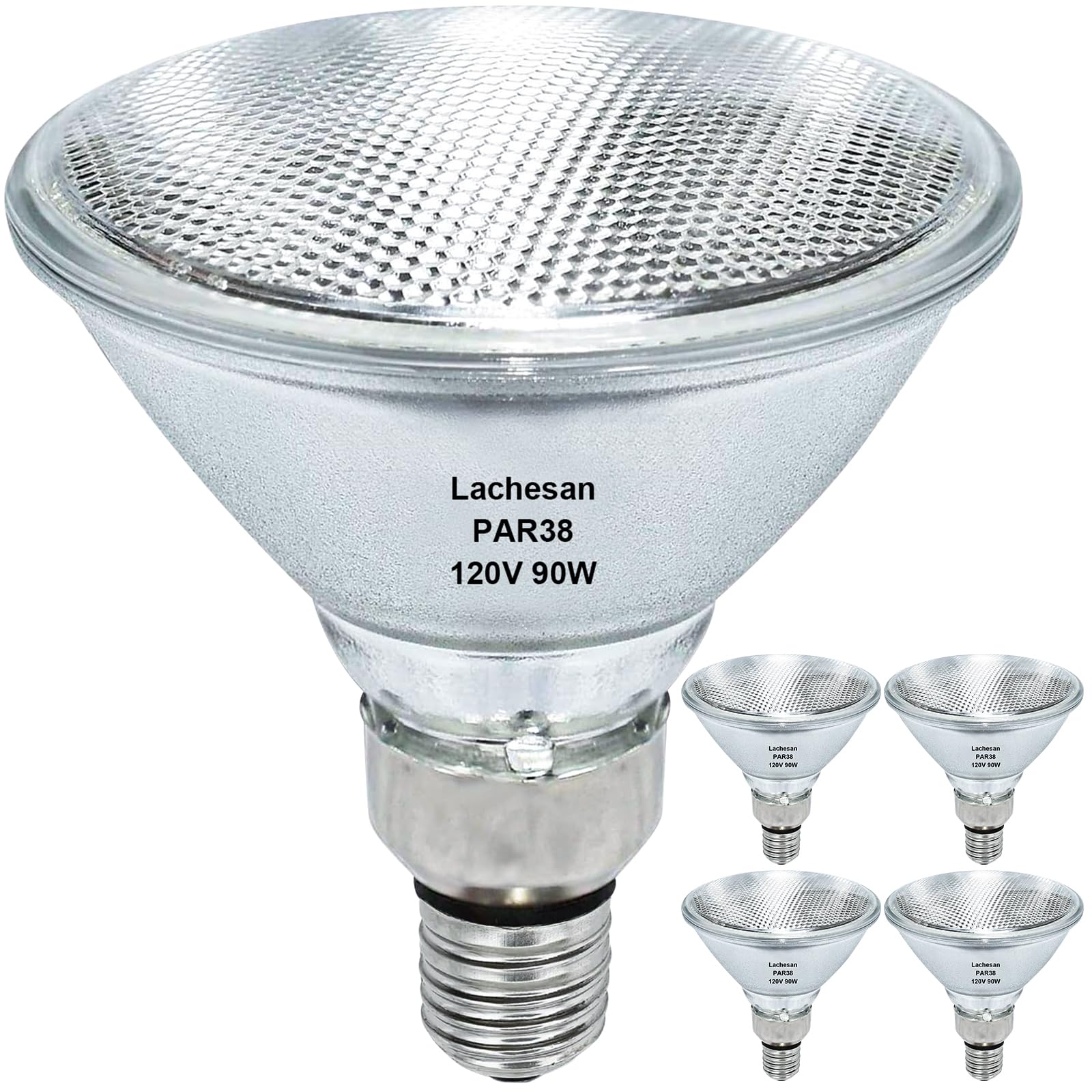 PAR38 Halogen Flood Light Bulbs, 90W 120V Halogen Light Bulbs for Indoor and Outdoor, 1080 Lumens, E26 Base, 2700K Warm White, 4-Pack