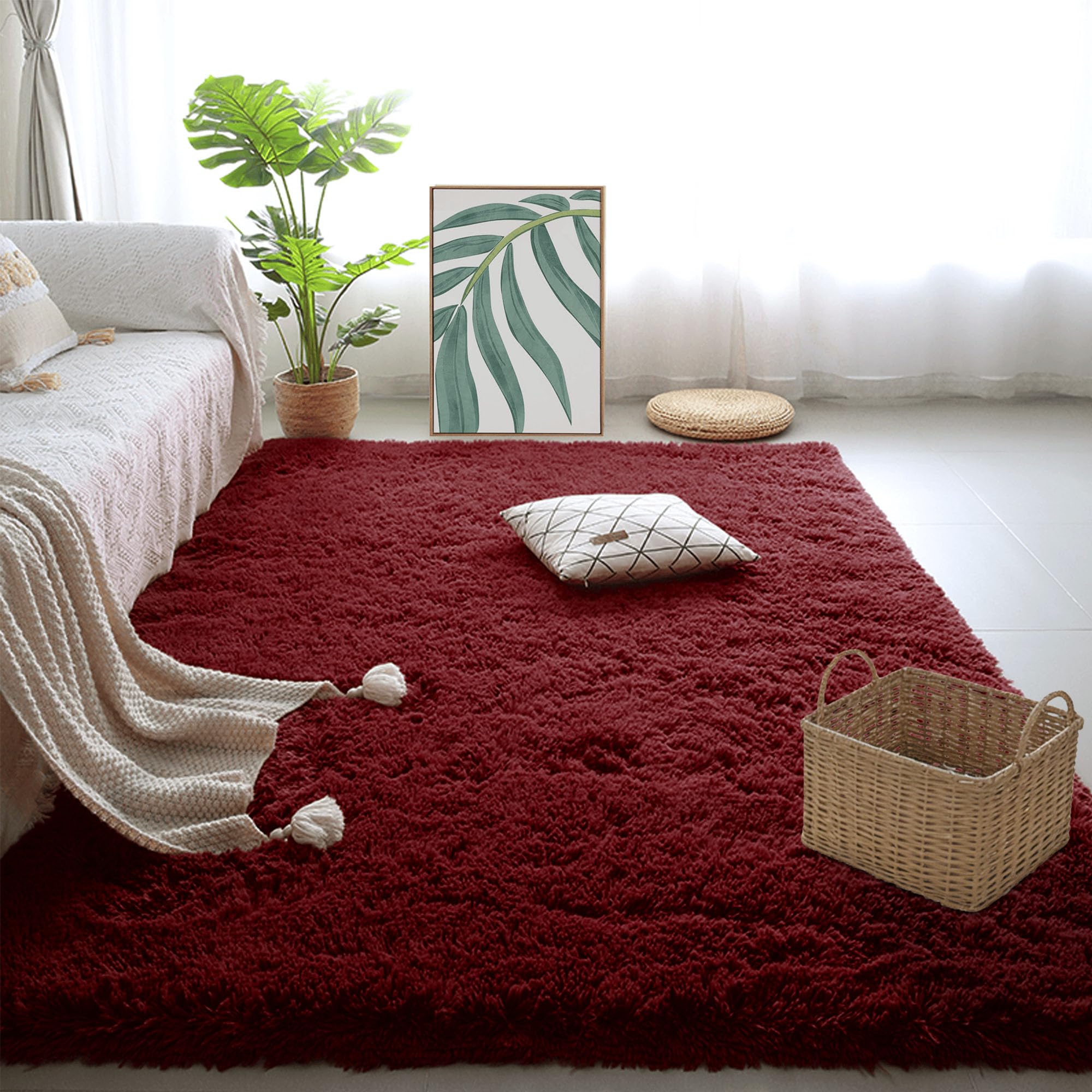 Tapis doux moelleux et grand tapis lavable pour le confort du salon