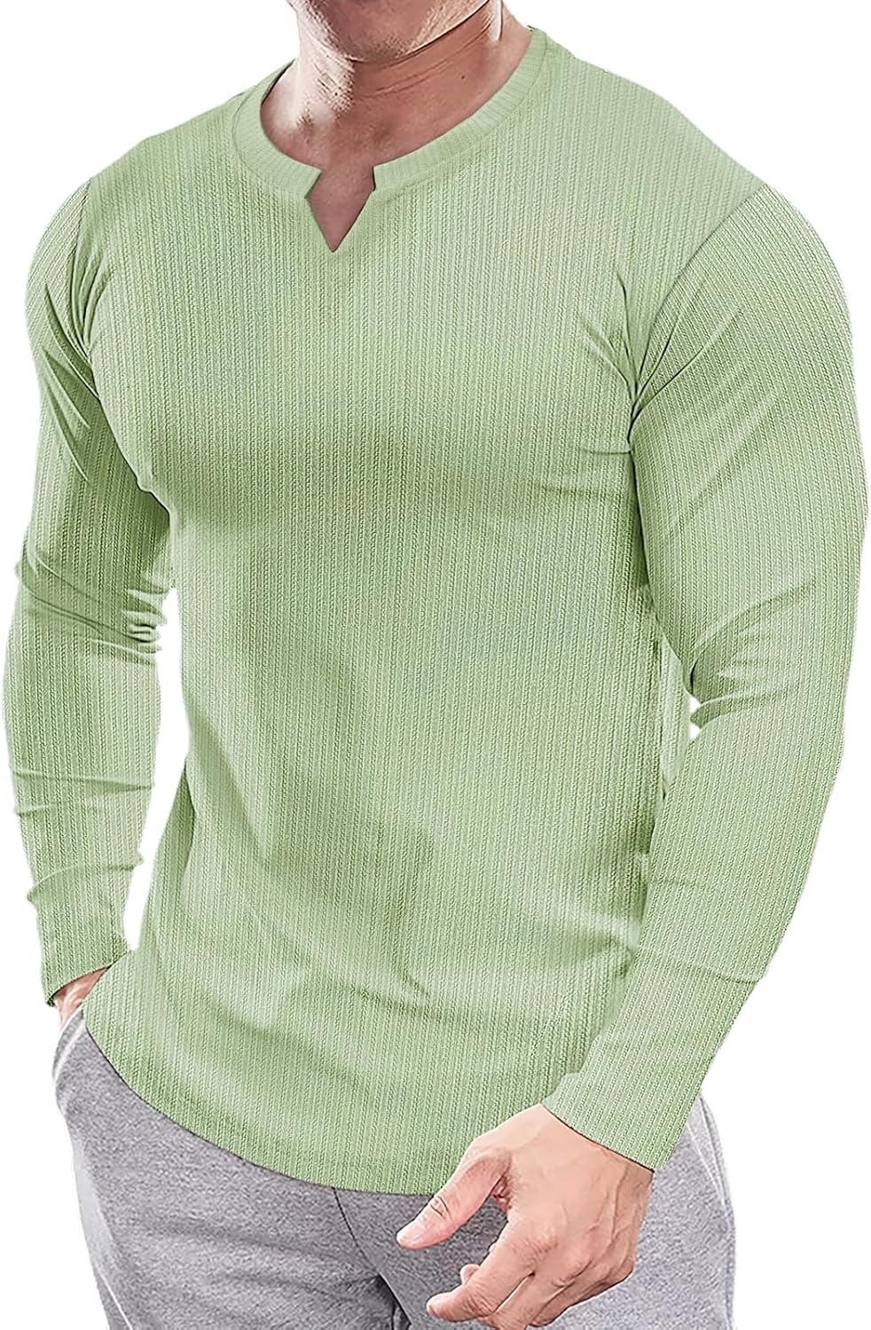 Muscle Cmdr Men's Slim Fit Muscle Shrit V Neck Casual T Shirts Short & Long Sleeve Muscle Henley T-Shirt Stylish Business Top