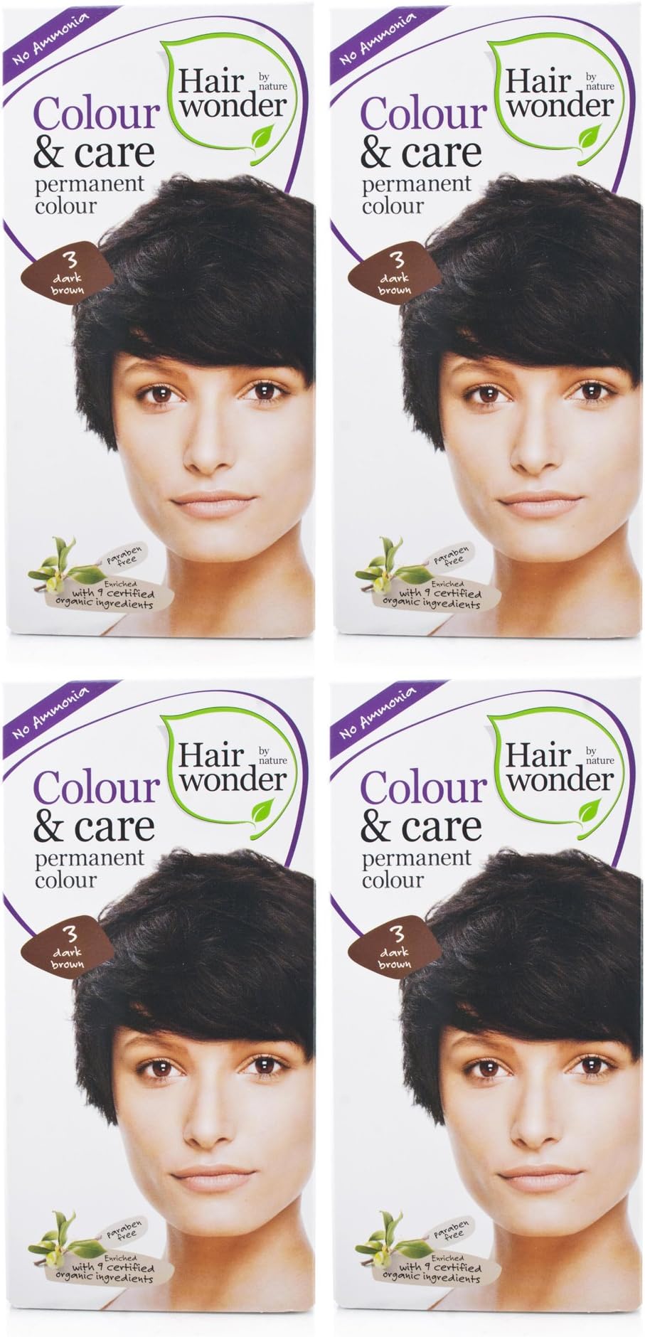 (4 PACK) - Hair Wonder - Colour & Care Dark Brown 3 | 100ml | 4 PACK BUNDLE