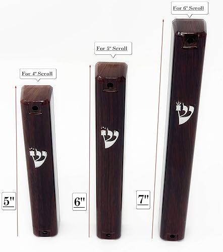 Miniatura 2 de My Daily Styles Funda de plástico para mezuzá de judaica, impermeable, para puerta, para bendición de la casa, patrón de madera marrón (tamaño 3.9