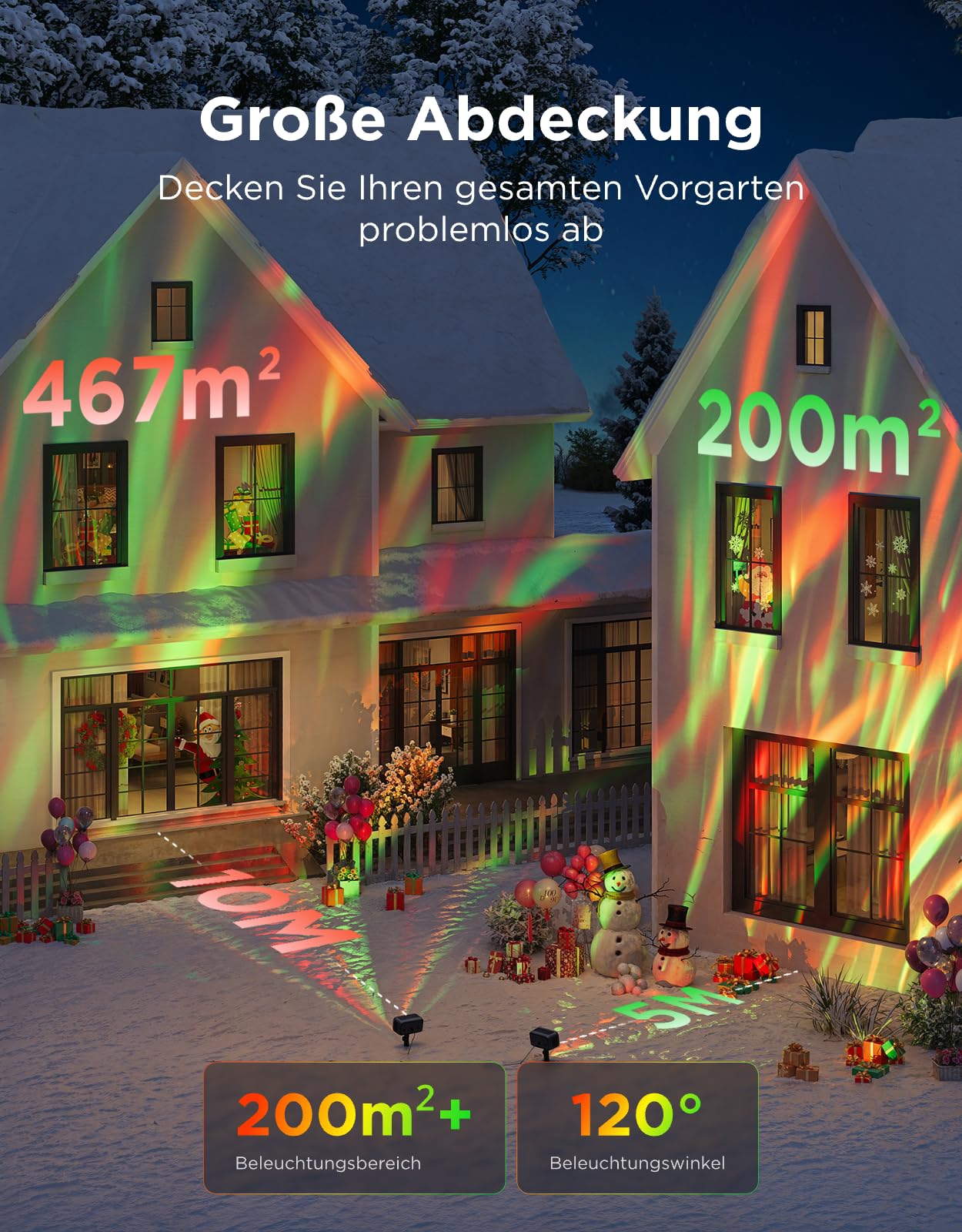 Govee Outdoor-Projektorlicht RGBW Dreifarben-Laserlicht IP65 Wasserdicht Smart Alexa Matter Google Assistant
