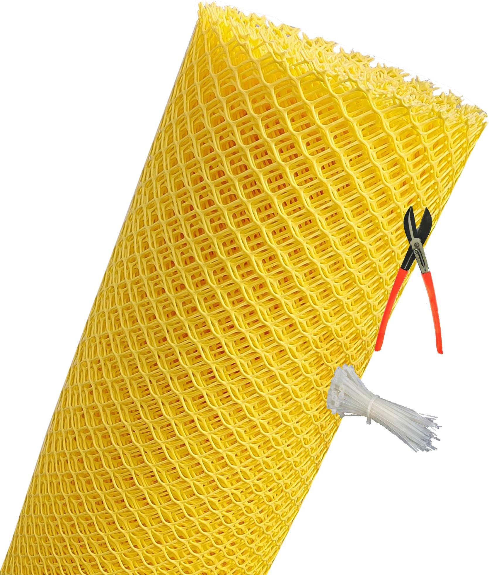 RED WIND UV Stabilized Garden Fencing Net_Tree Guard Net_Anti Bird Net_PVC Virgin HDPE_3.3 Feet Height X 15 Feet Length_Ivory Color_800 GSM with 1 Cutter and 100 PVC Tags RWAGC36