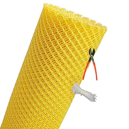 MESH Masters UV Stabilized Garden Fencing Net_Tree Guard Net_Anti Bird Net_PVC Virgin HDPE_3.3 Feet Height X 15 Feet Length_ Ivory Color_800 GSM with 1 Cutter and 100 PVC Tags MMFI36