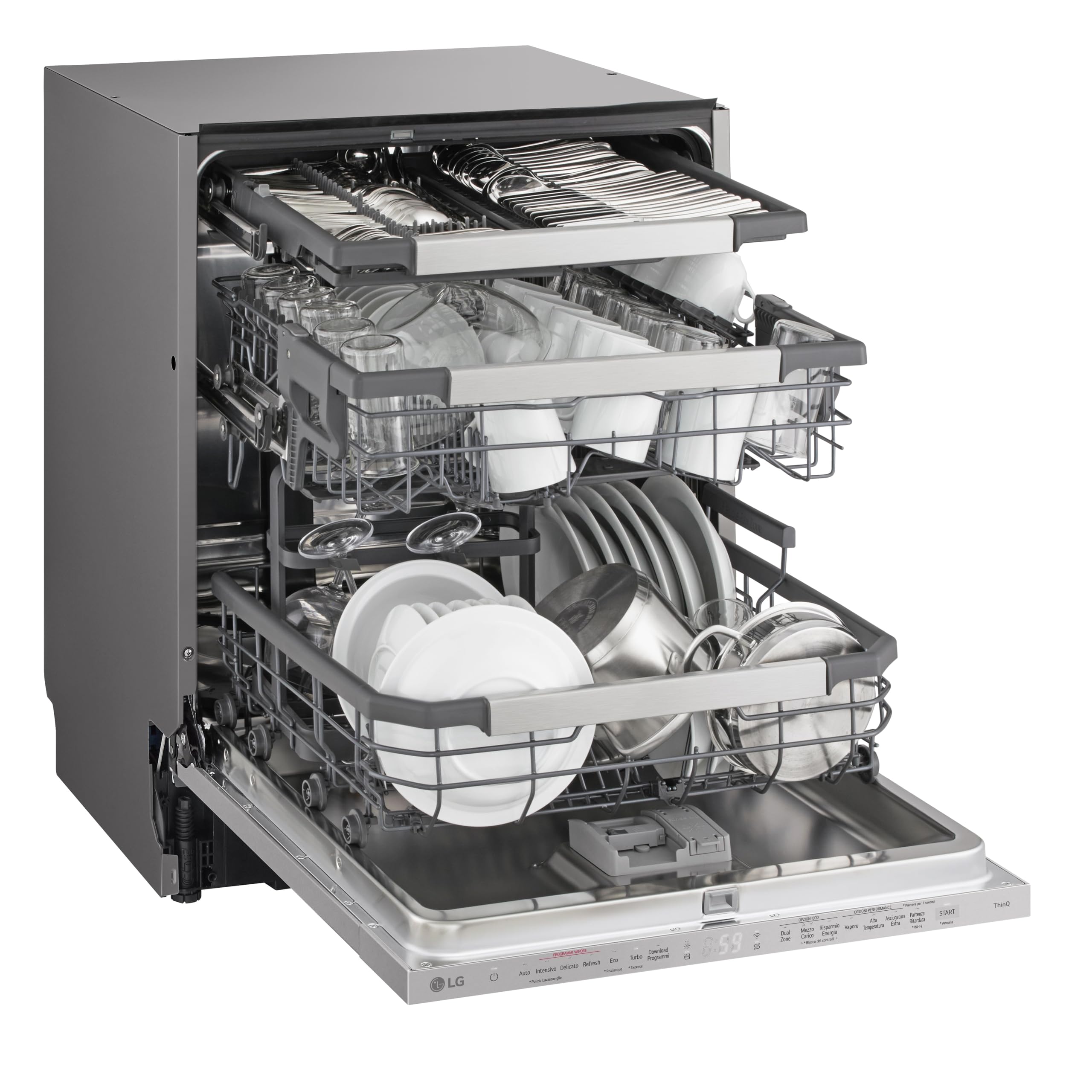 LG DB597TXSW, Lavastoviglie da incasso, Classe A, Noble Steel