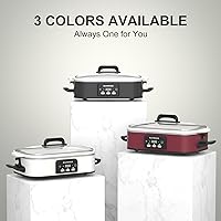 Vista 6 de Magnifique Olla de Cocción Lenta Digital de 4 Cuartos, Utensilios de Cerámica Premium para Horno, Fuente de Hornear Apta para Lavavajillas, Negro