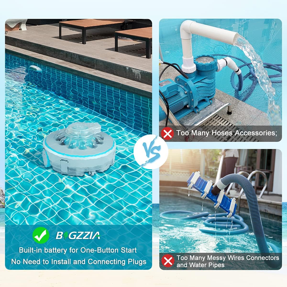 Illustration of the Bigzzia Aquajack 600 robotic pool cleaner's advanced navigation system.