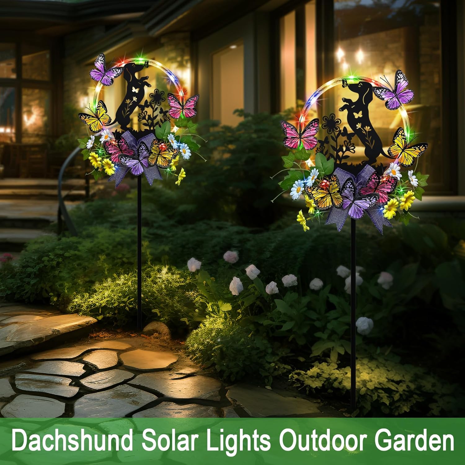 Dachshund Gifts for Women,Outdoor Lights Solar Powered Garden Decor,Dachshund Decorations Yard Stakes for Garden,Pathway,Lawn,Patio