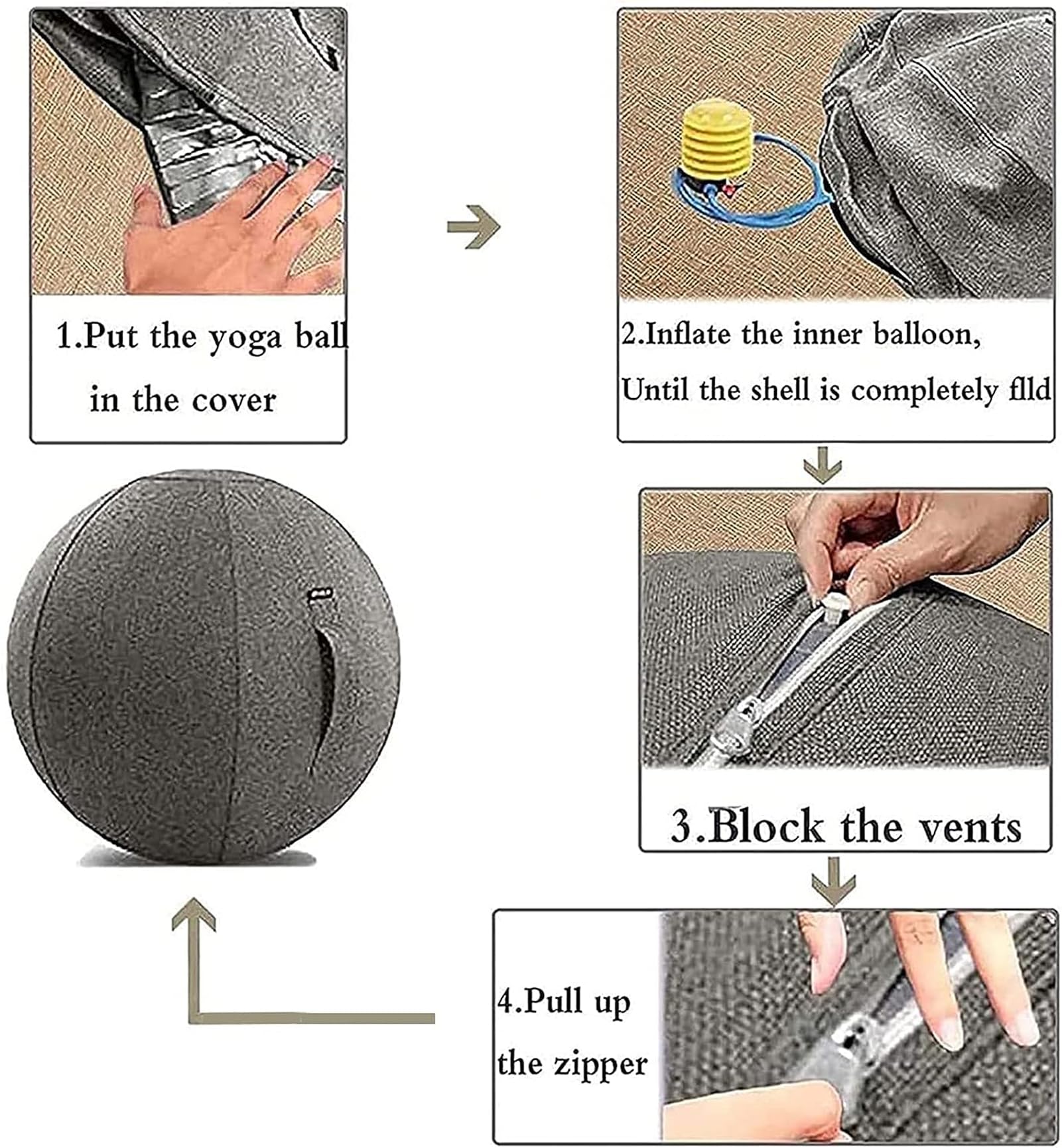 Cubierta De Bola De Yoga Plegable 55 65 75 Cm Cubierta De Bola De Gimnasio con Mango Cubierta De Bola De Entrenamiento Ligero para Protección De Pelota De Yoga Pilates,002,65cm/25.59inch